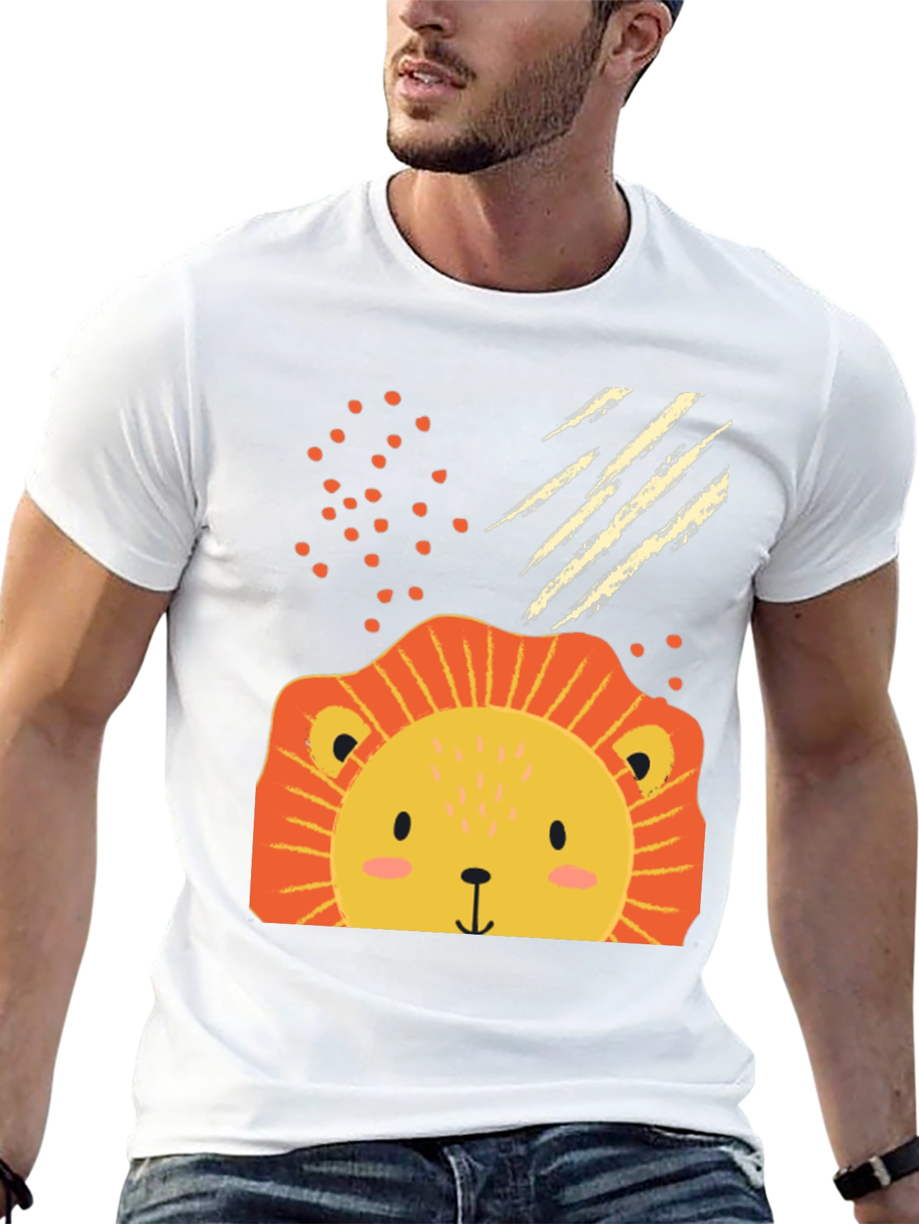 Cute Lion Graphic Tee - Black Cotton Blend