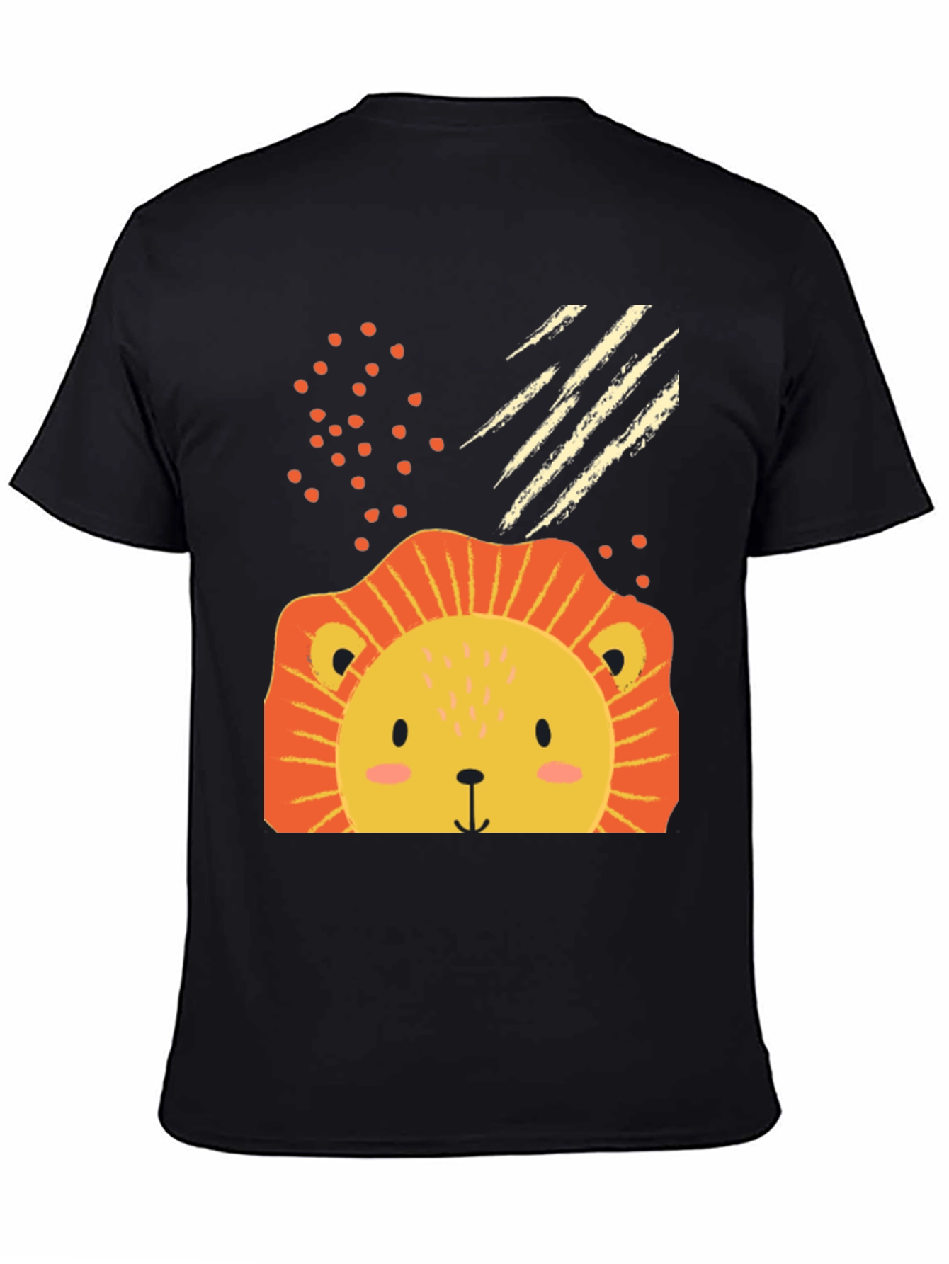 Cute Lion Graphic Tee - Black Cotton Blend