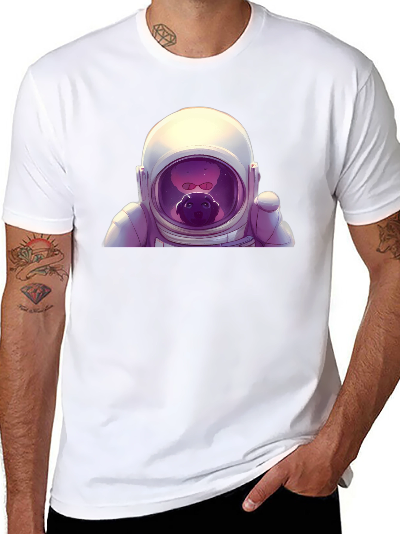 Astronaut Dog Graphic Tee - Mens Black T-Shirt