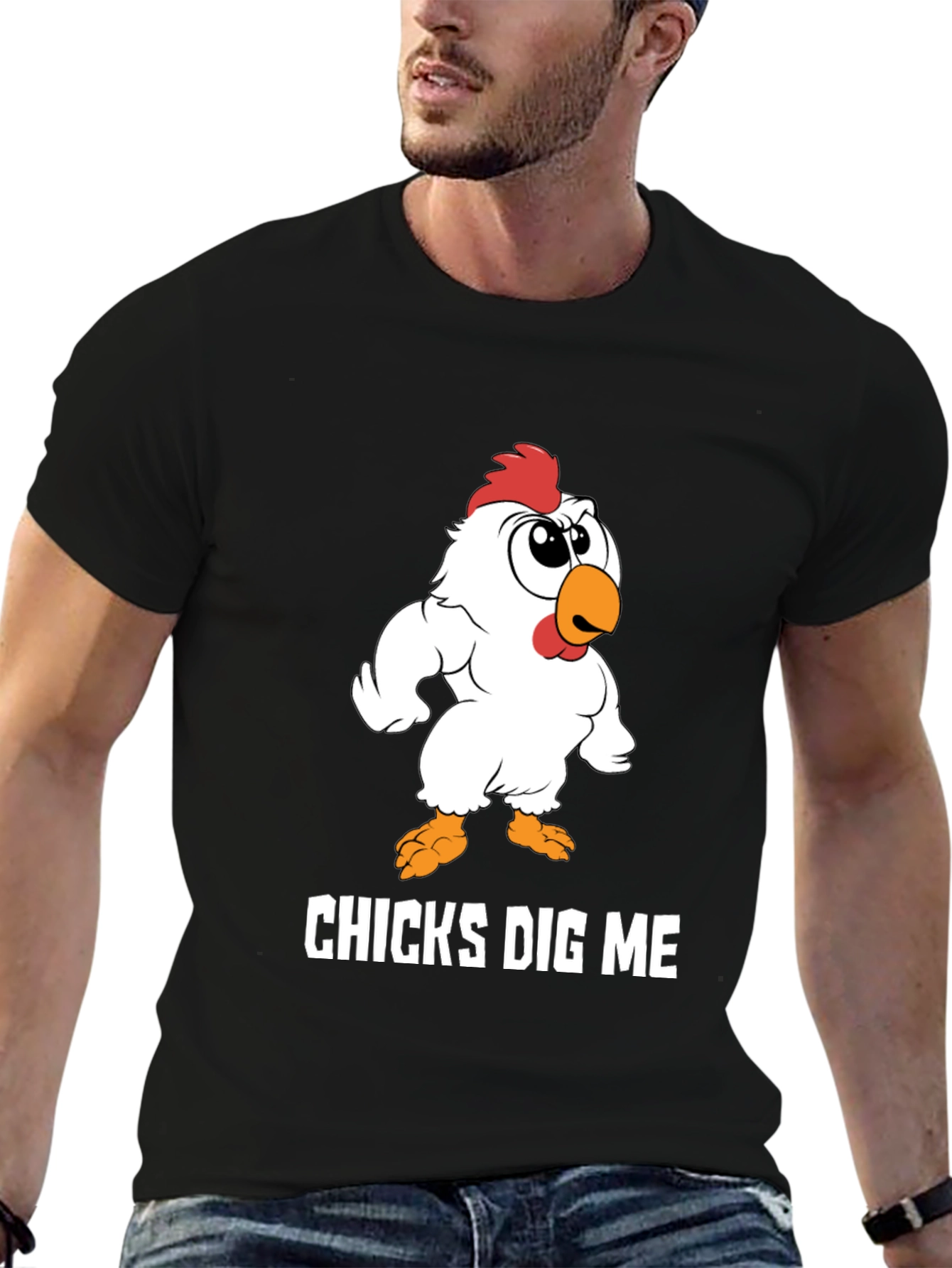 Chicks Dig Me Funny Cartoon Chicken Graphic T-Shirt