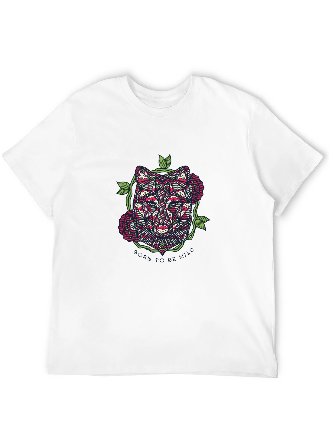 Wolf Floral Graphic Black T-Shirt