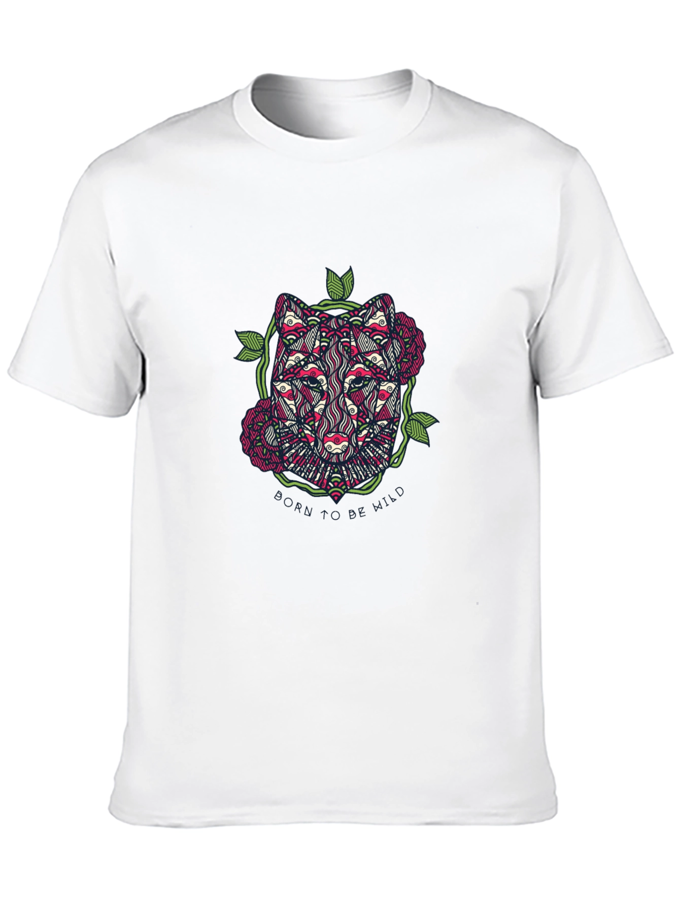 Wolf Floral Graphic Black T-Shirt