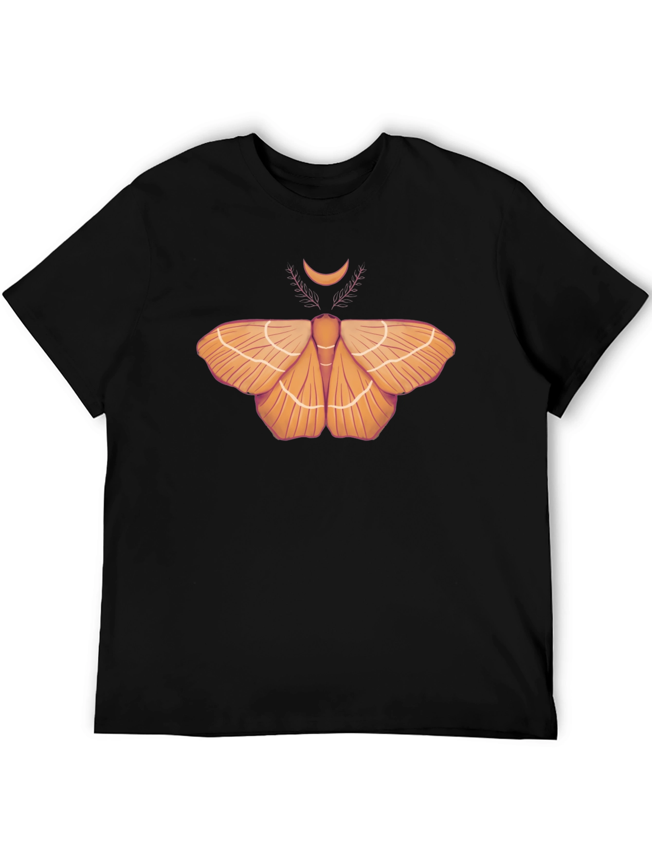 Moth & Moon Graphic Tee - Stylish Black T-Shirt