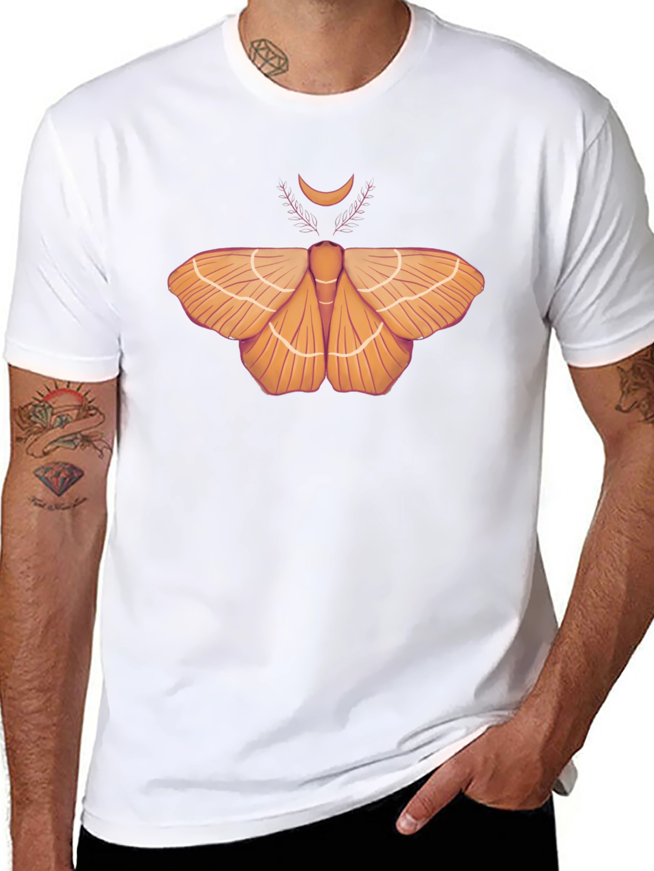 Moth & Moon Graphic Tee - Stylish Black T-Shirt
