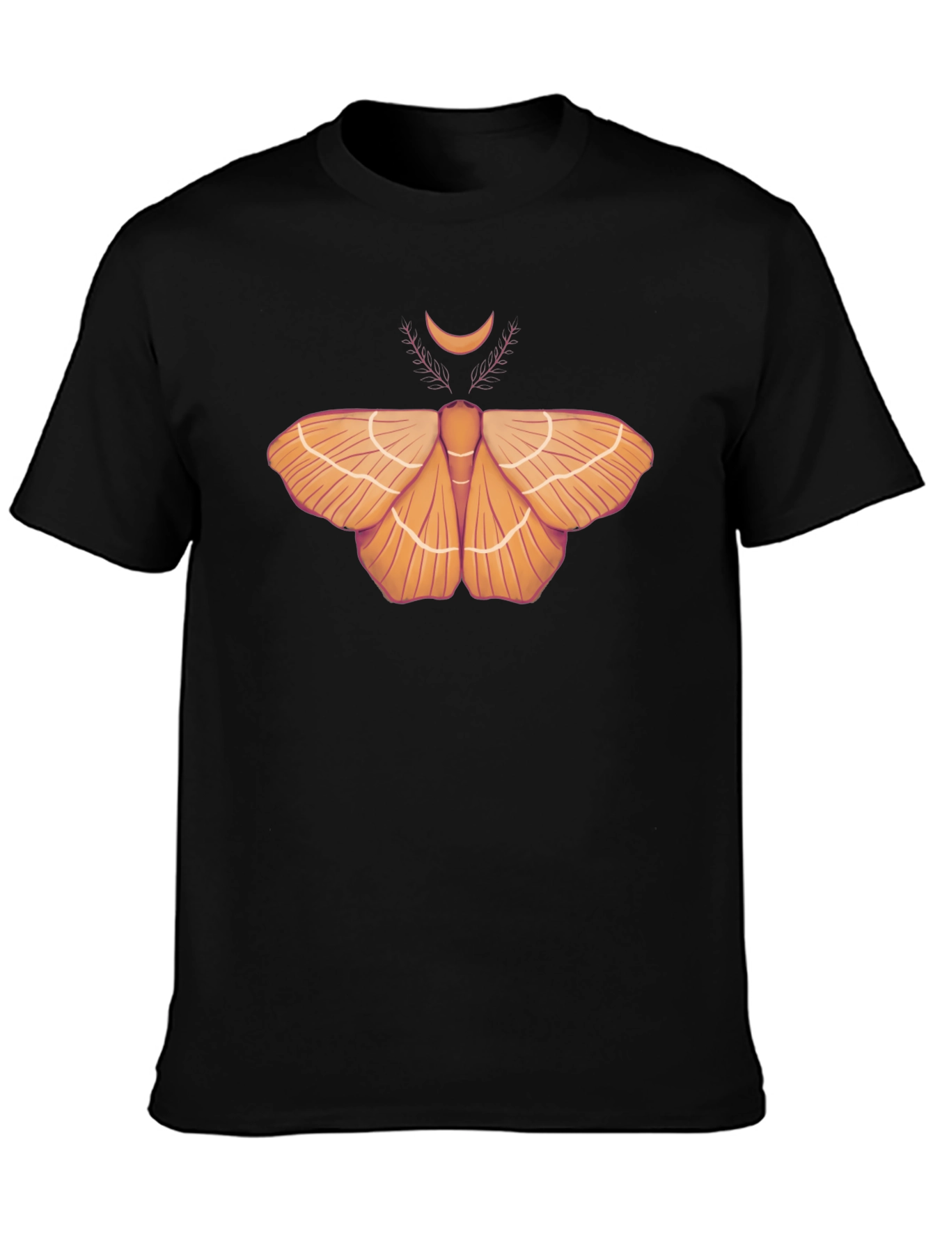 Moth & Moon Graphic Tee - Stylish Black T-Shirt