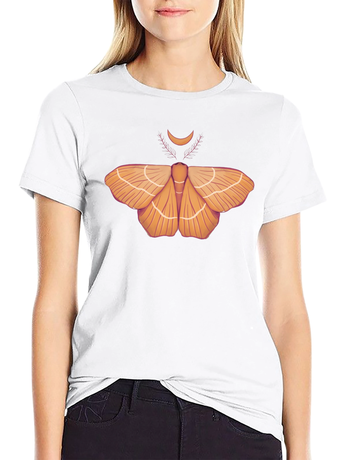 Moth & Moon Graphic Tee - Stylish Black T-Shirt