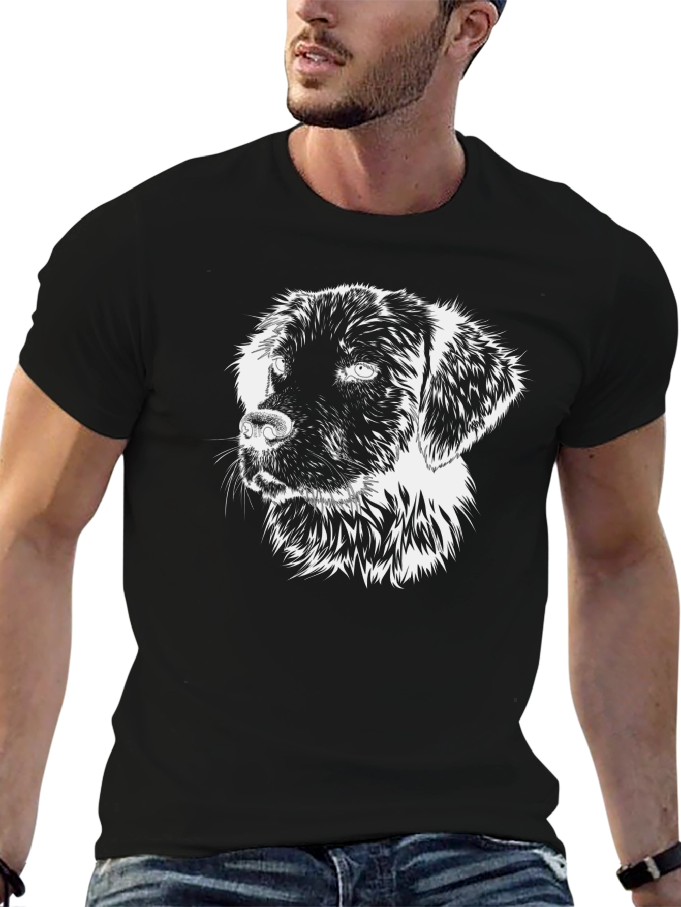 Dog Graphic Print Black T-Shirt