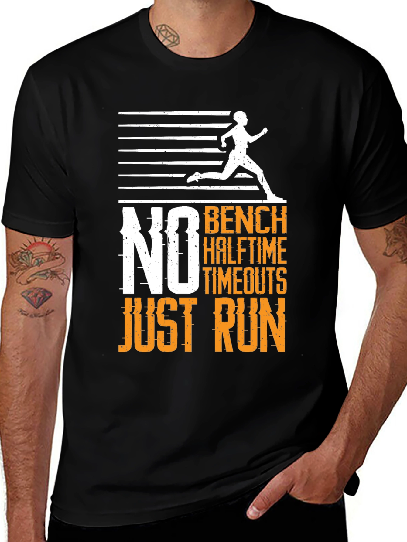 No Bench Just Run Mens Graphic T-Shirt