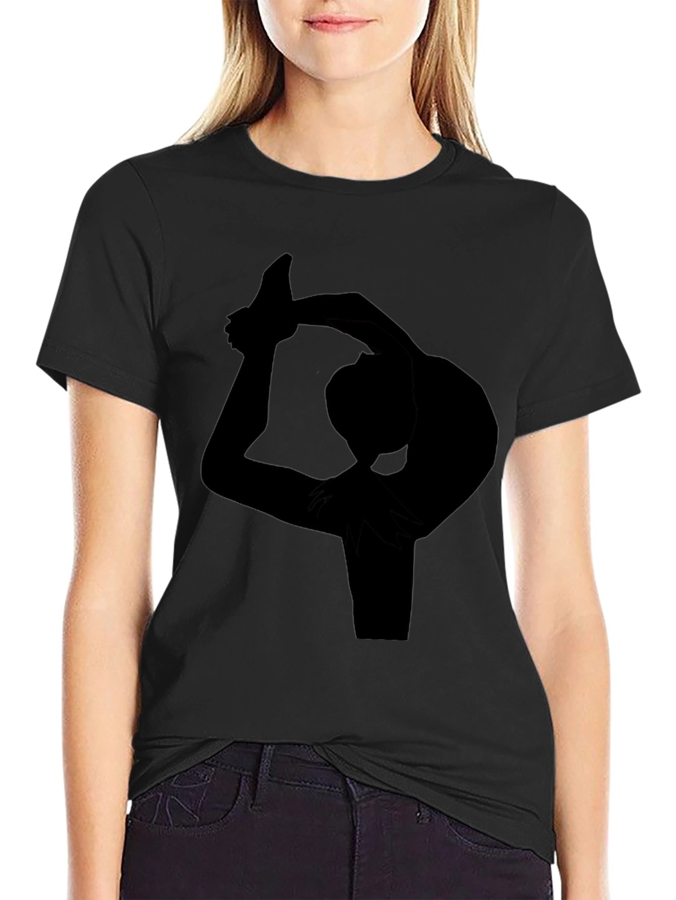 Yoga Pose Silhouette Black T-Shirt