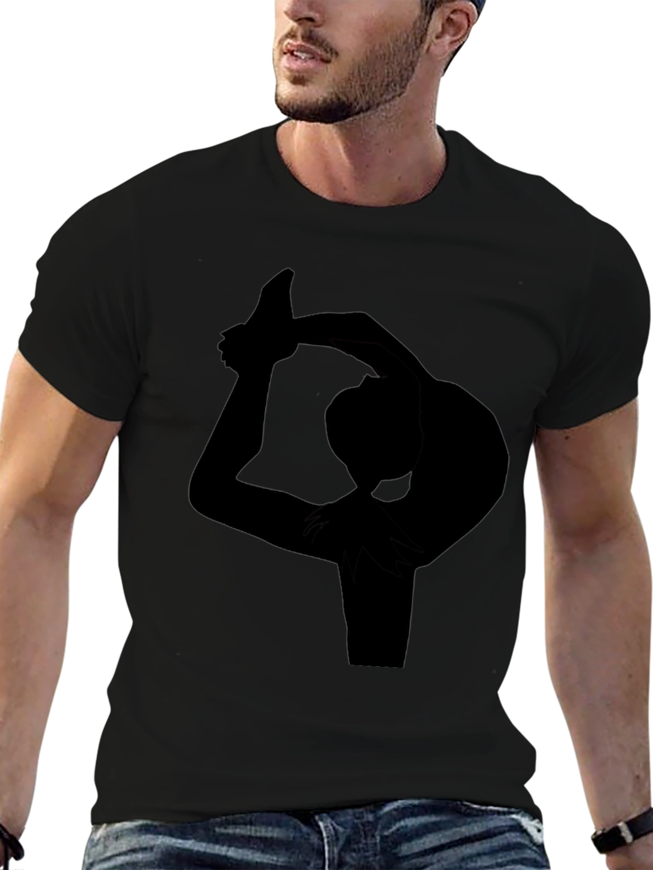 Yoga Pose Silhouette Black T-Shirt