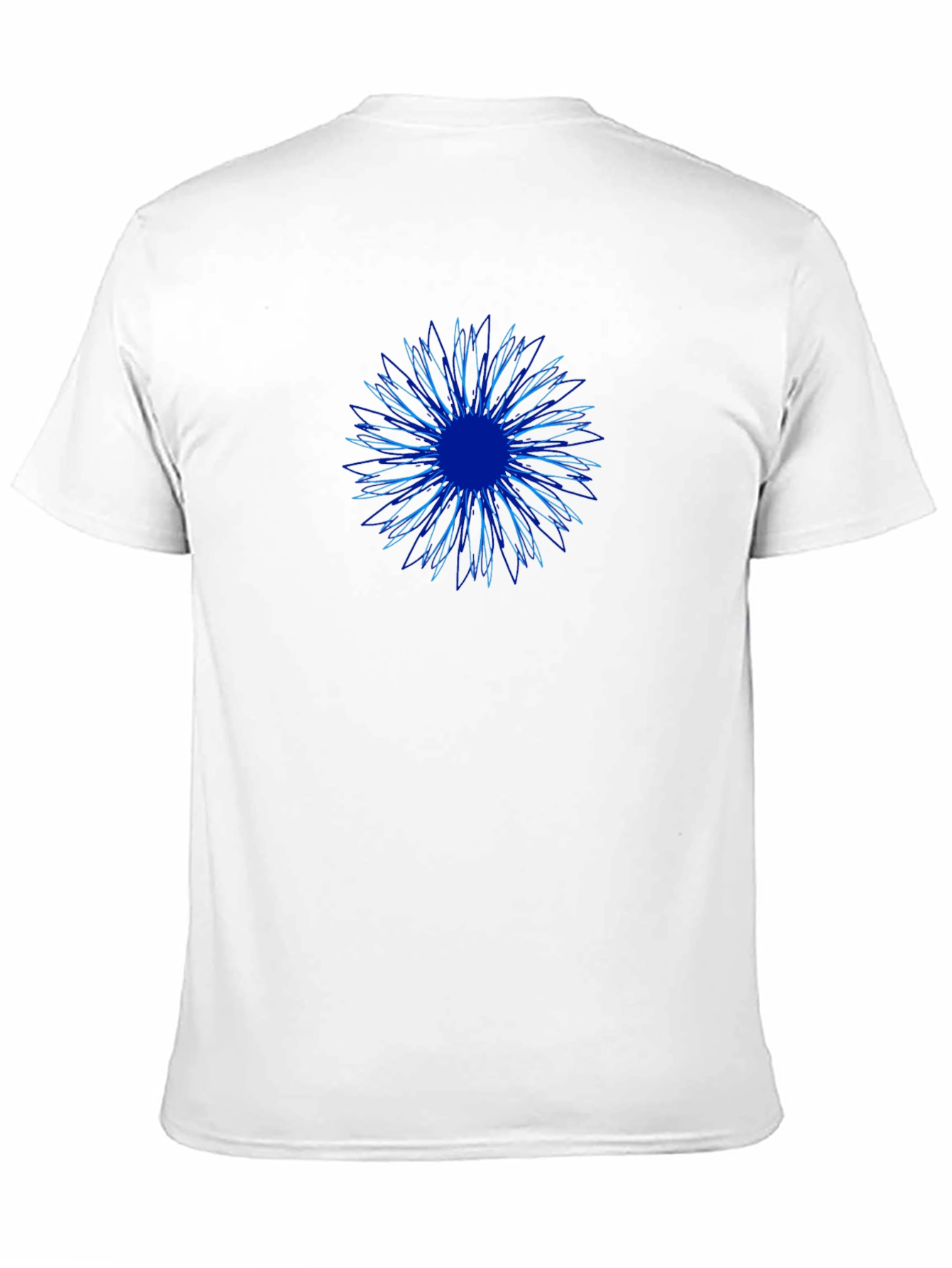 Abstract Blue Flower Graphic Print Black T-Shirt