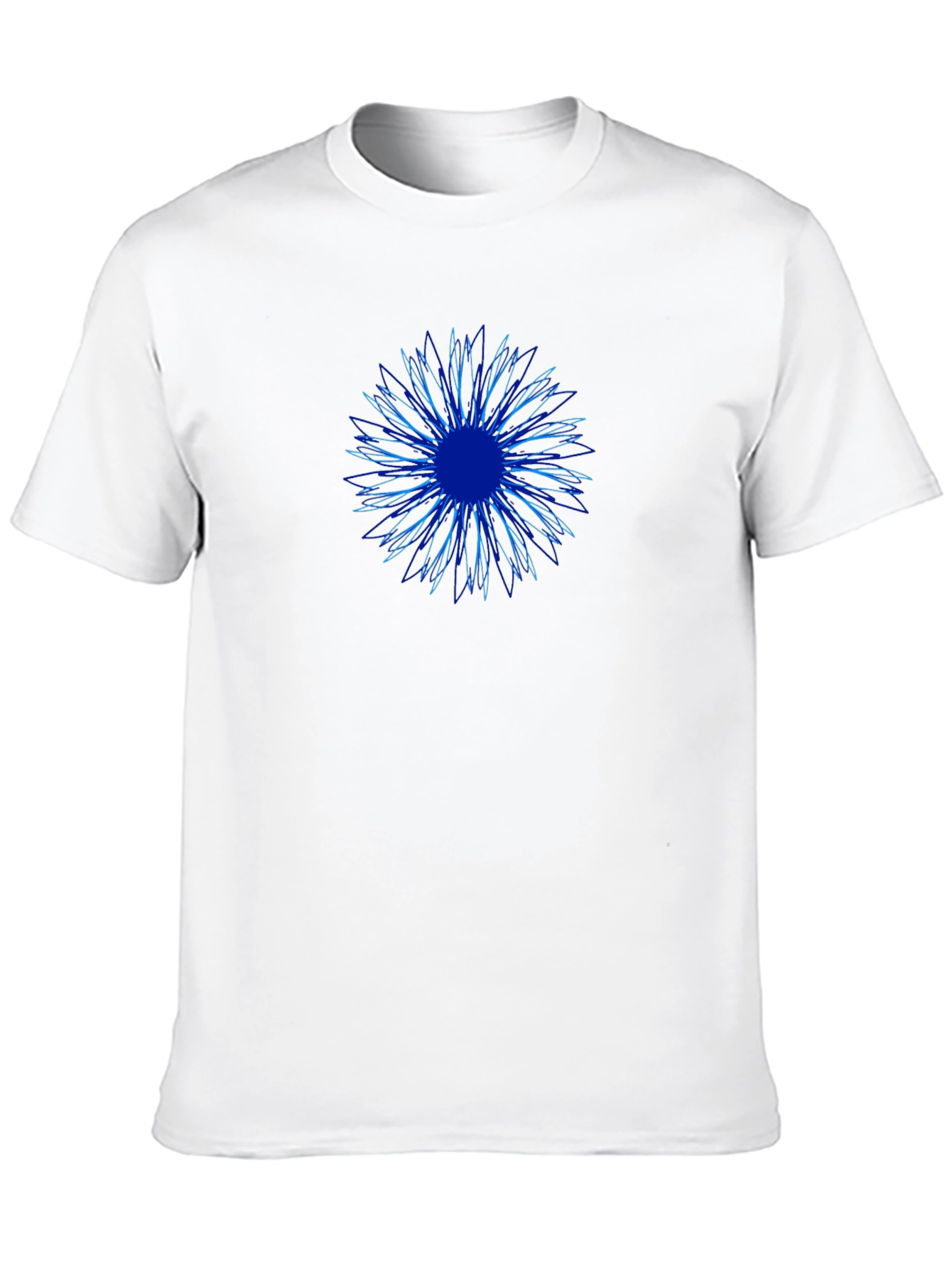 Abstract Blue Flower Graphic Print Black T-Shirt