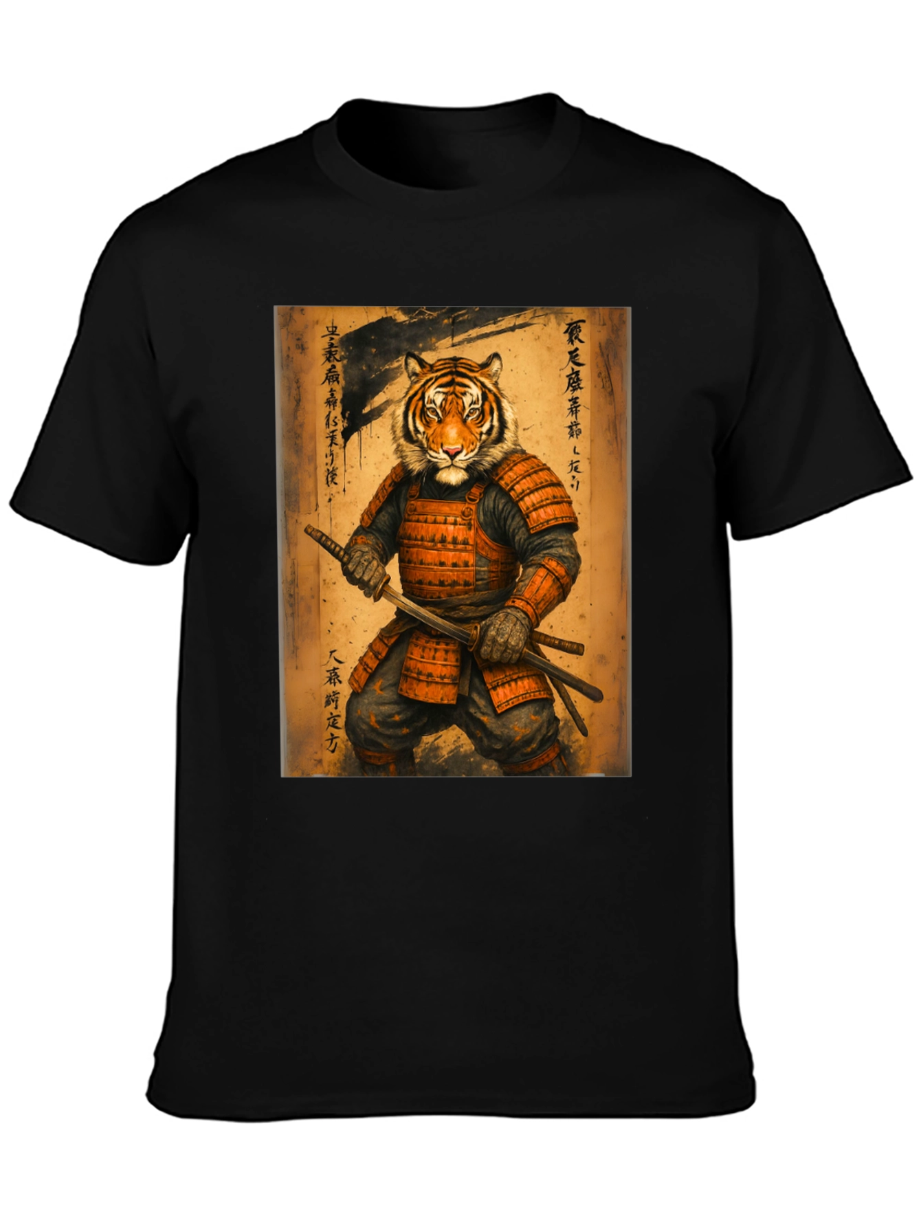 Samurai Tiger Graphic Tee - Unique Art Shirt