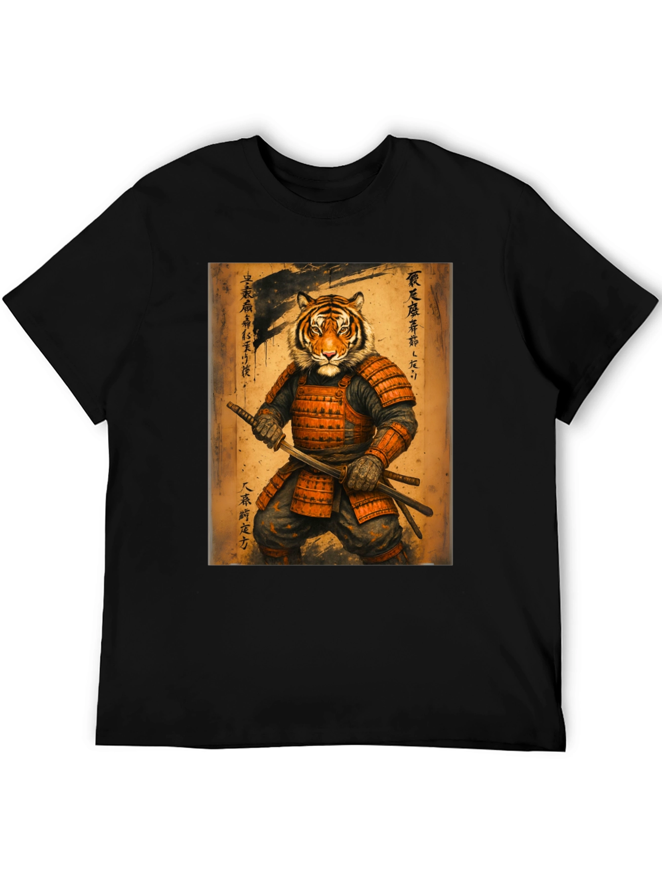 Samurai Tiger Graphic Tee - Unique Art Shirt
