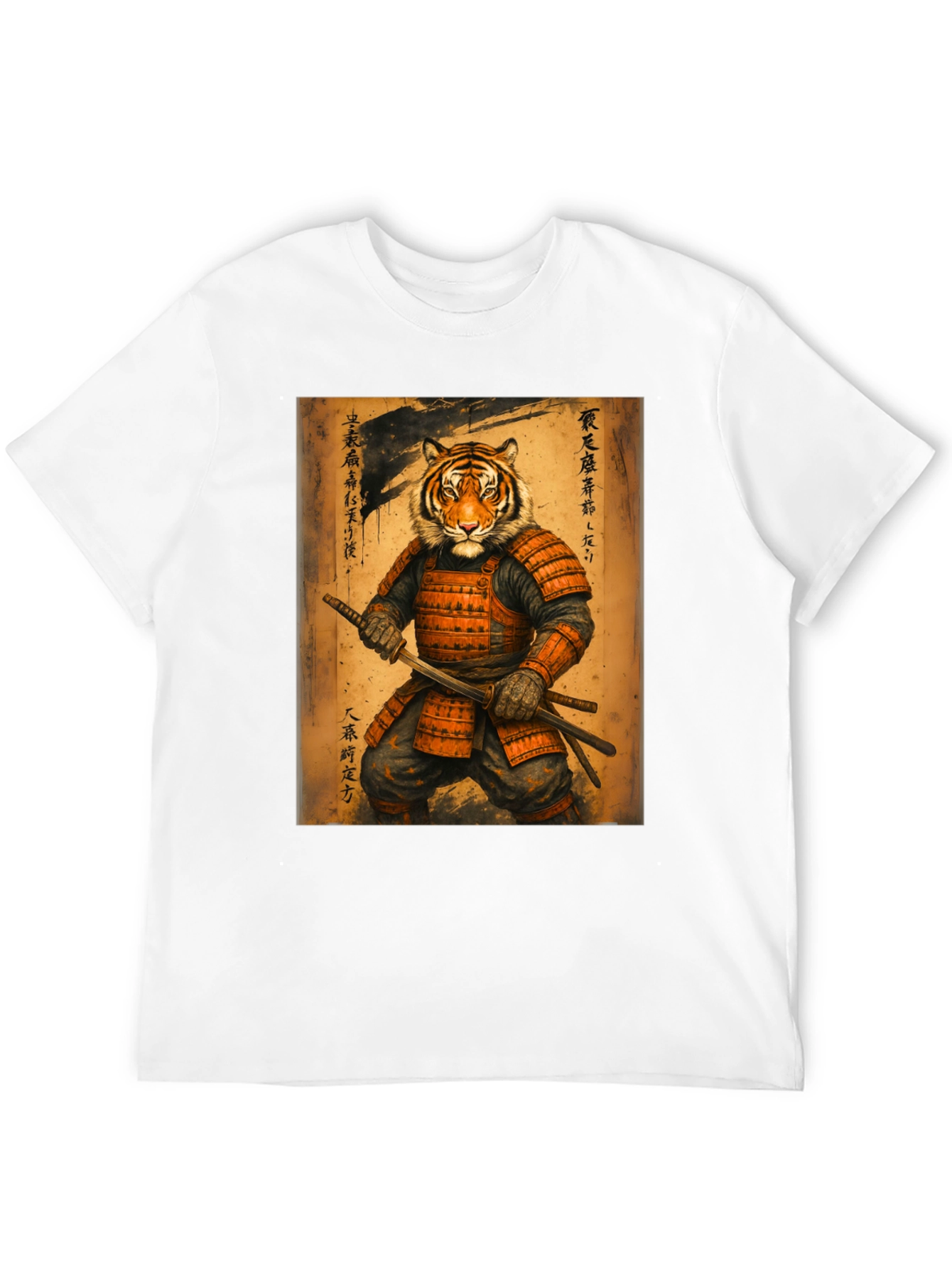 Samurai Tiger Graphic Tee - Unique Art Shirt