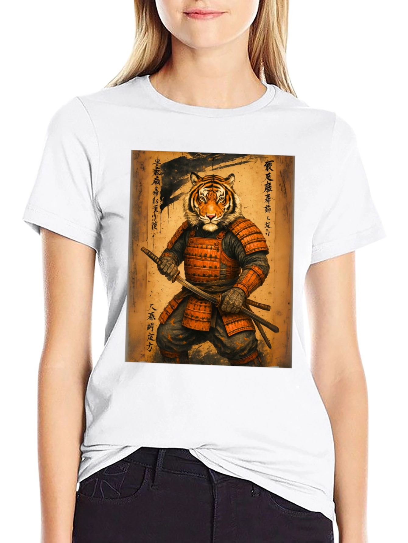 Samurai Tiger Graphic Tee - Unique Art Shirt