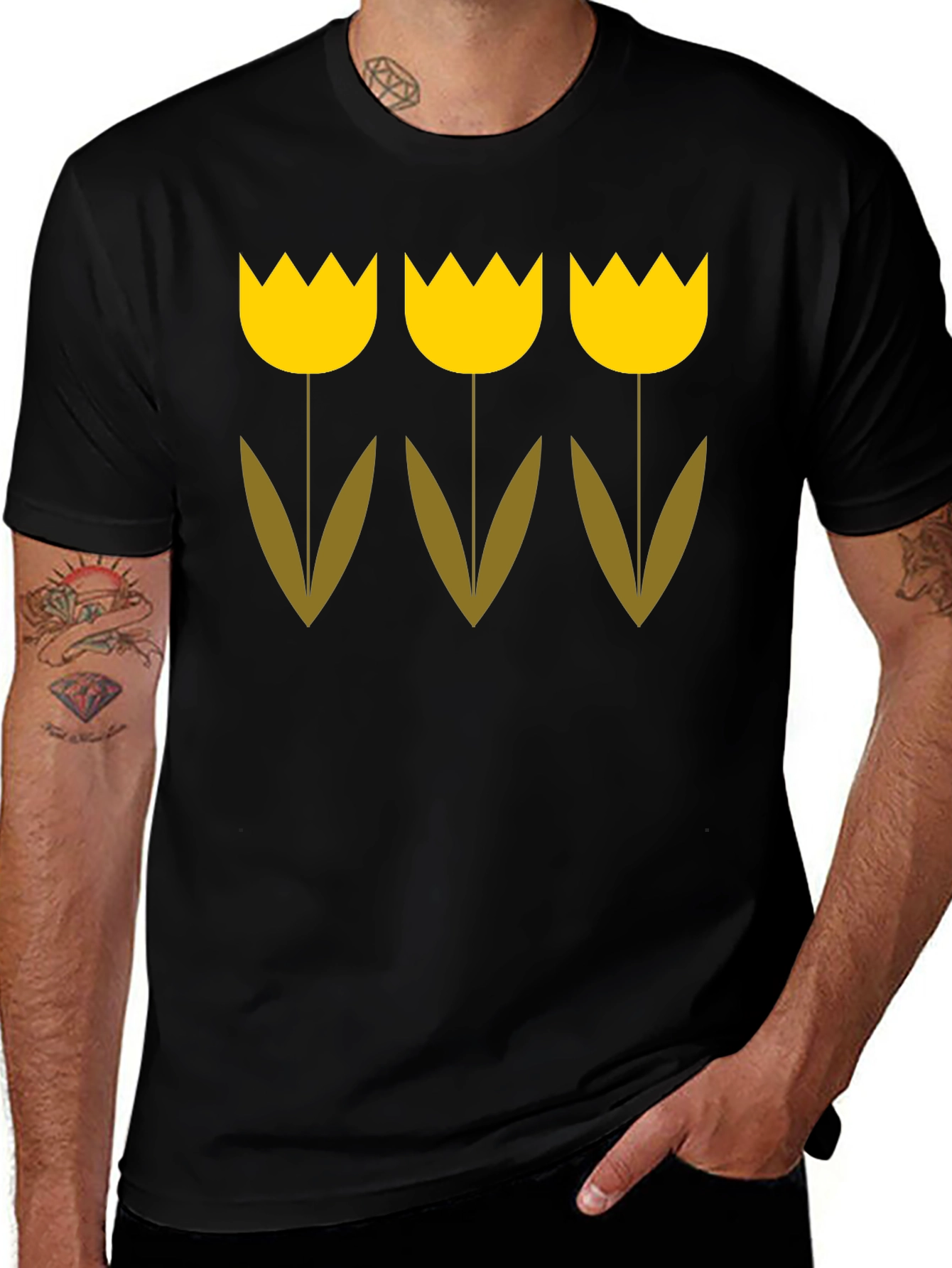 Tulip Graphic Tee - Black Cotton Blend