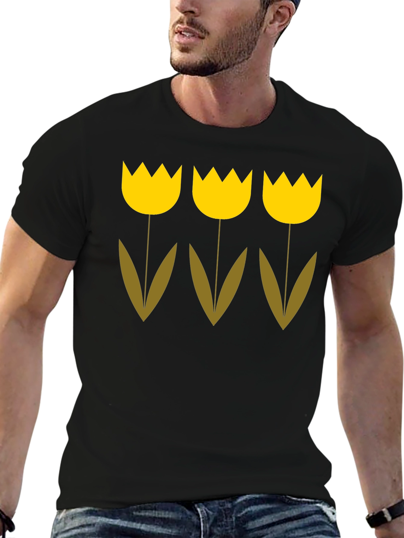 Tulip Graphic Tee - Black Cotton Blend