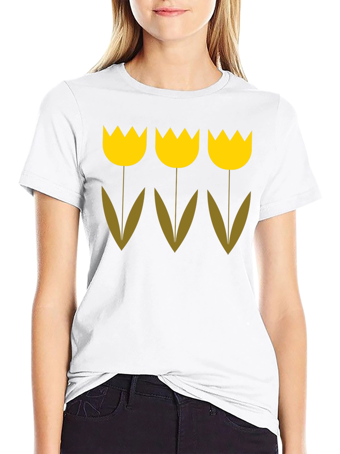 Tulip Graphic Tee - Black Cotton Blend