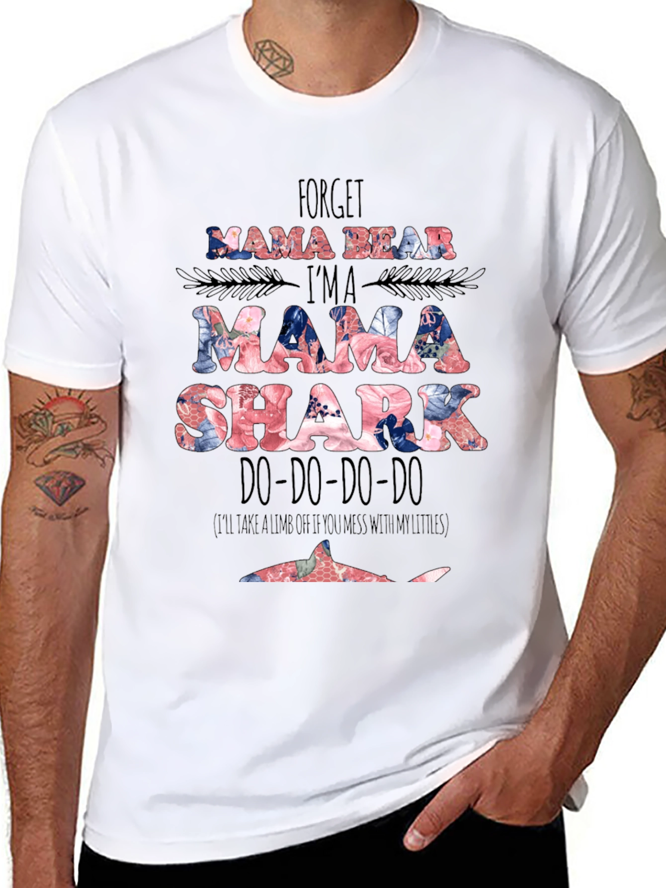 Mama Shark Graphic Tee - Floral Design