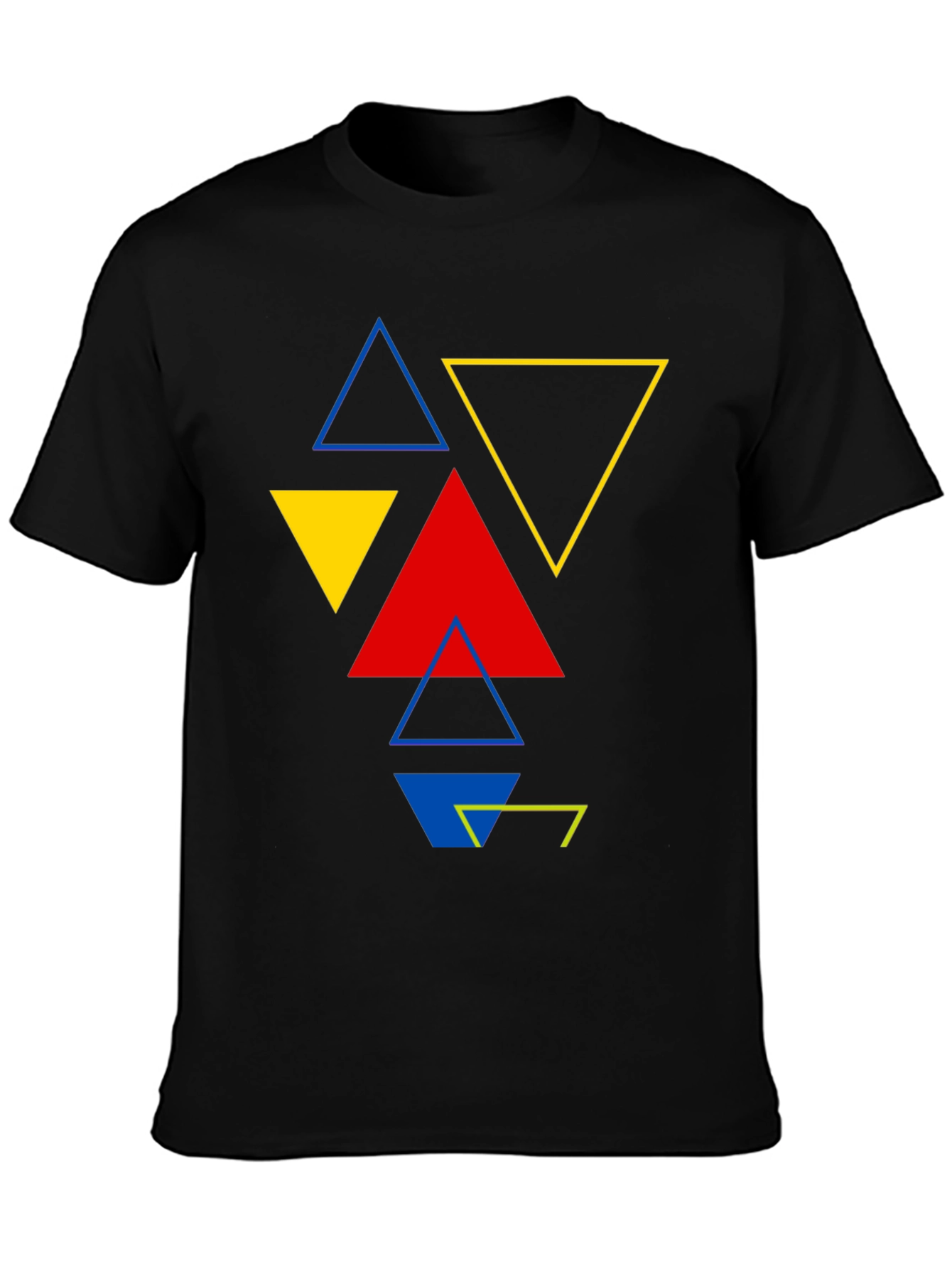 Geometric Triangle Graphic Print Black T-Shirt