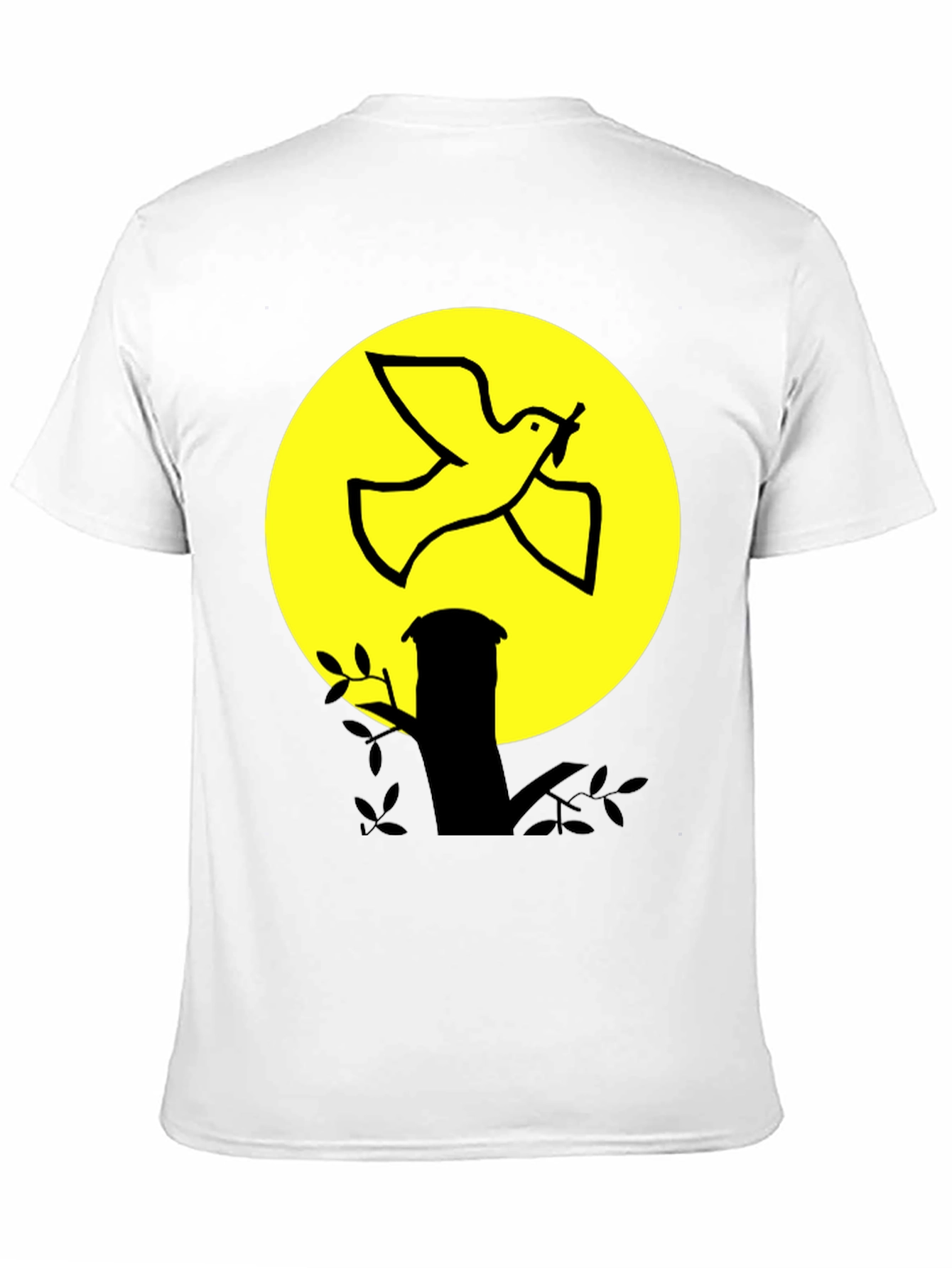 Dove and Moon Graphic Print Black T-Shirt
