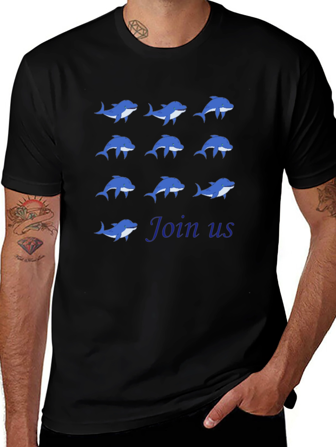 Dolphin Pattern T-Shirt - Join Us!
