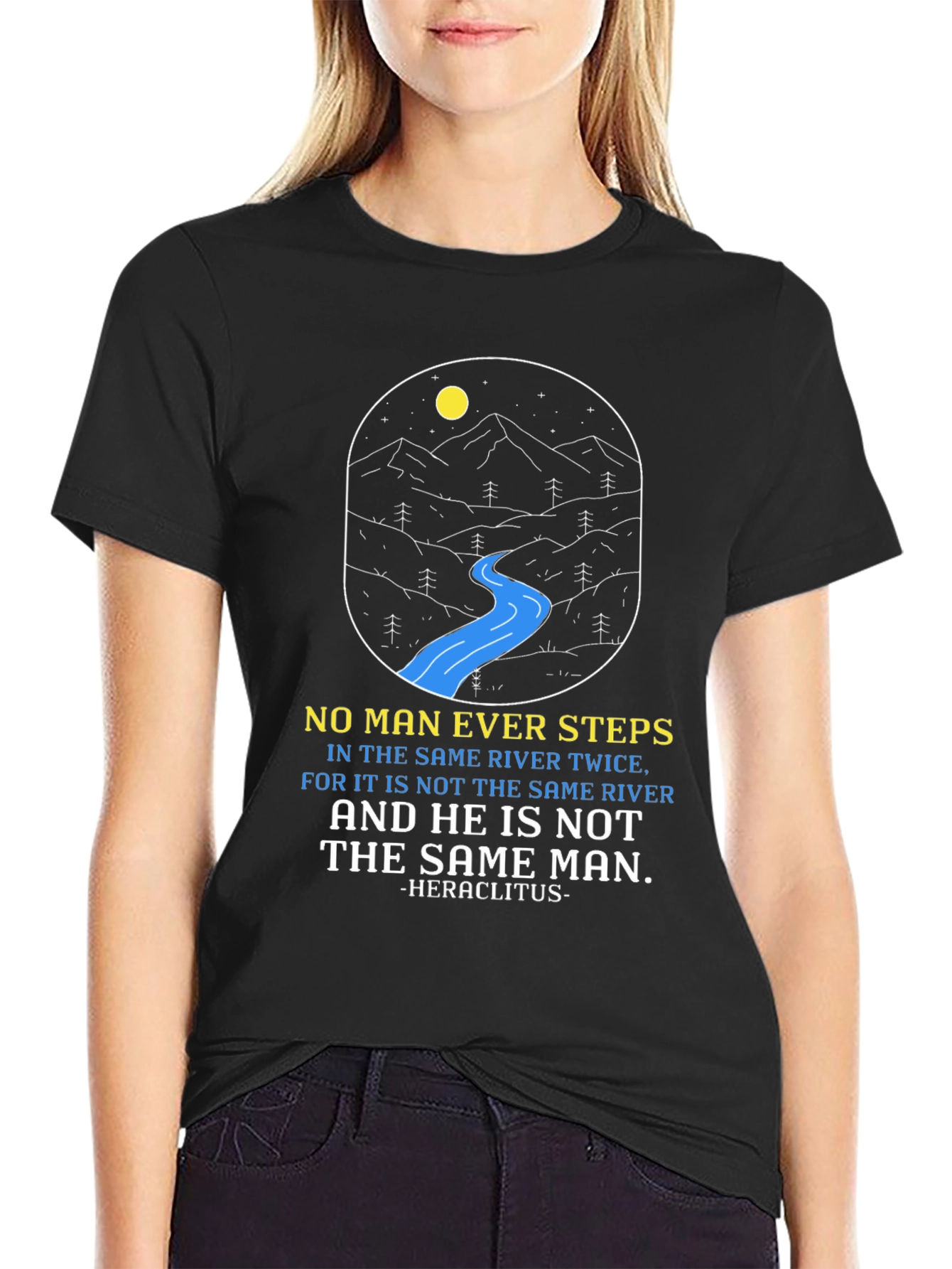 Philosophical River T-Shirt: Heraclitus Quote Tee