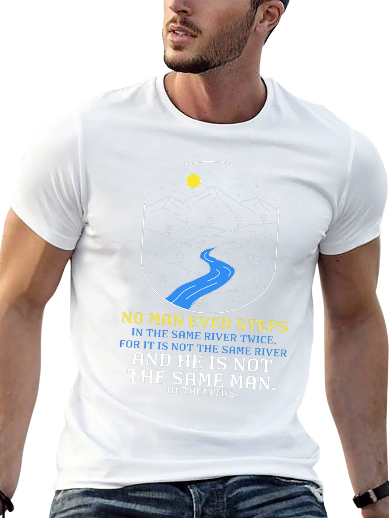 Philosophical River T-Shirt: Heraclitus Quote Tee
