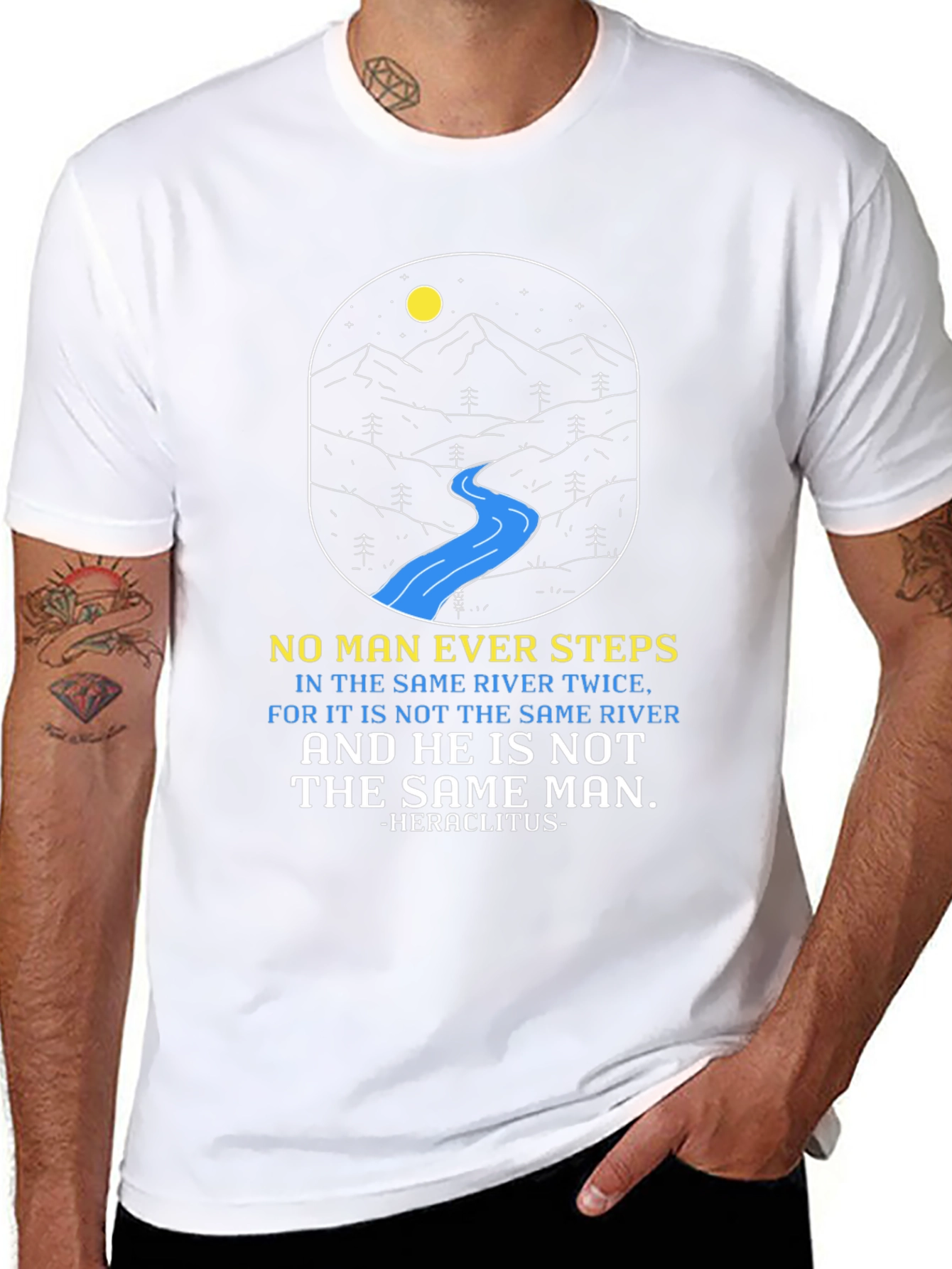 Philosophical River T-Shirt: Heraclitus Quote Tee