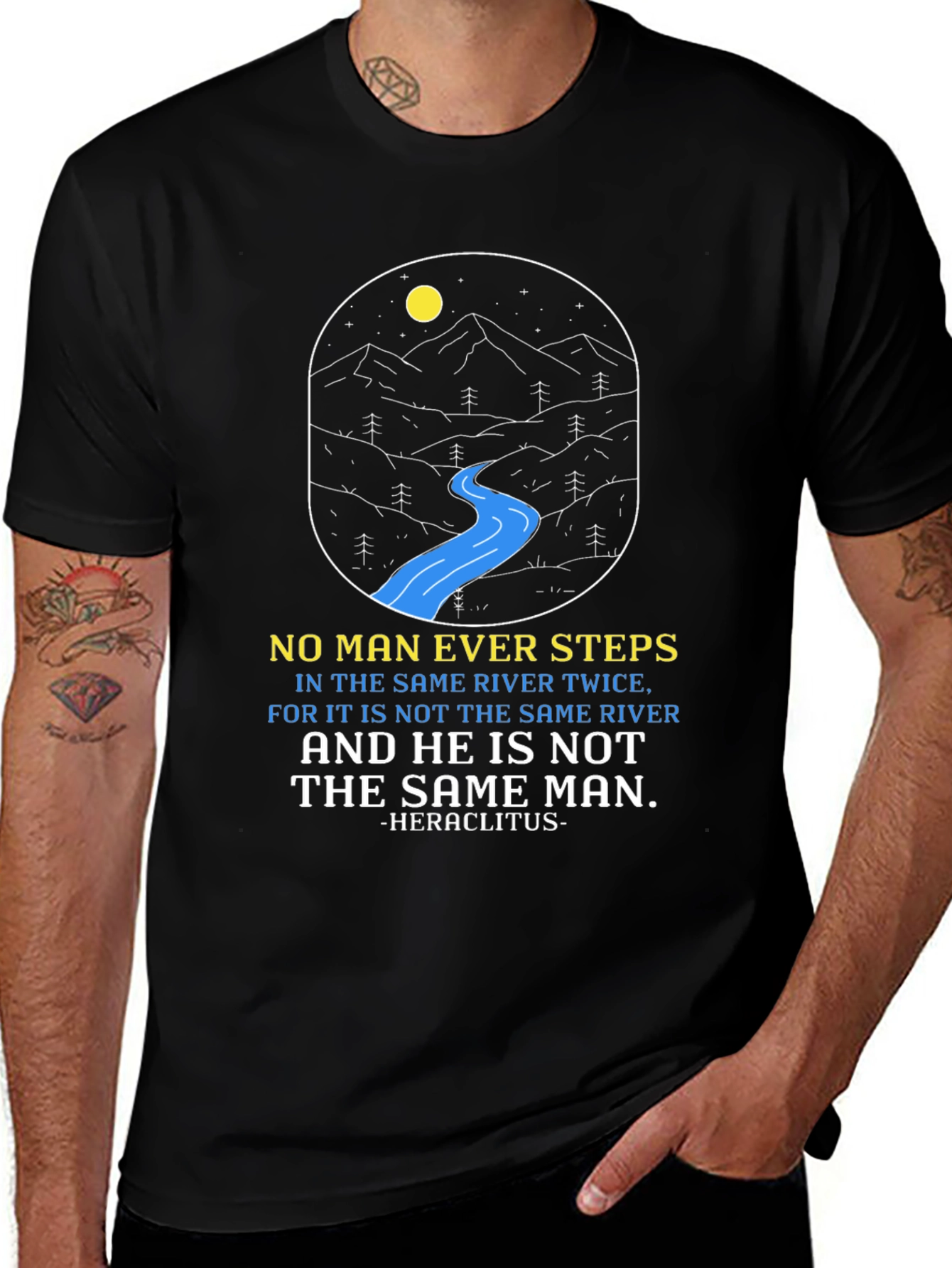 Philosophical River T-Shirt: Heraclitus Quote Tee