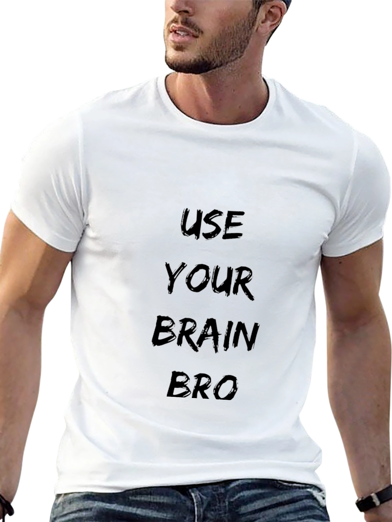 Use Your Brain Bro Black Graphic Tee