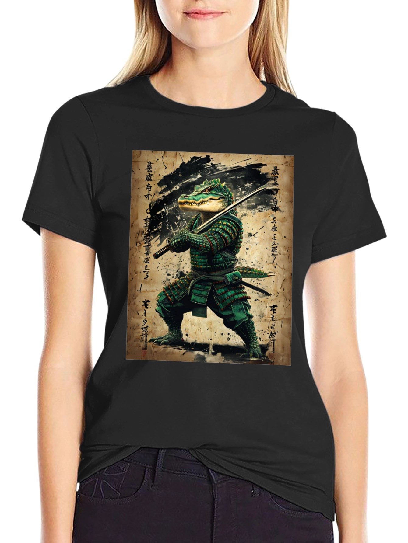 Samurai Alligator Black T-Shirt