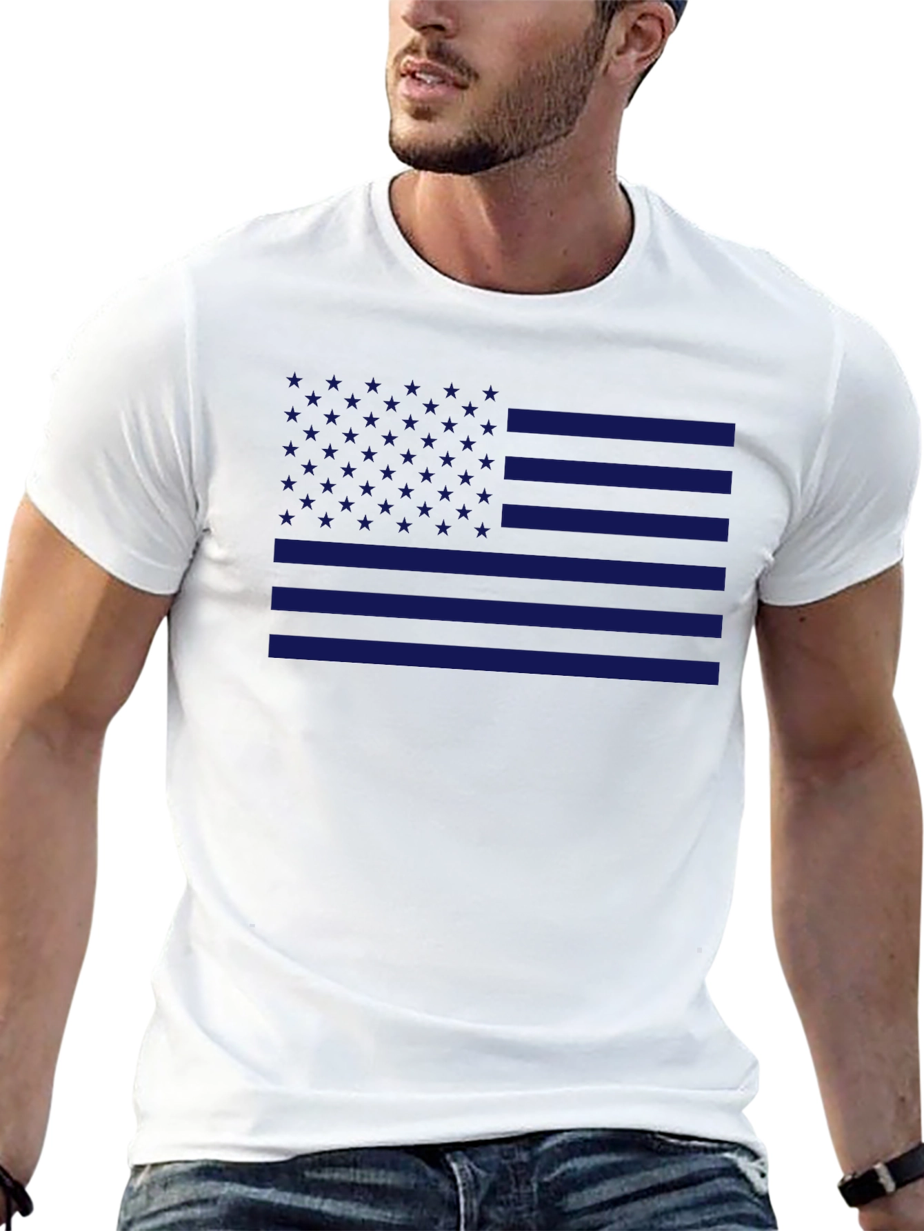 American Flag T-Shirt Patriotic Blue