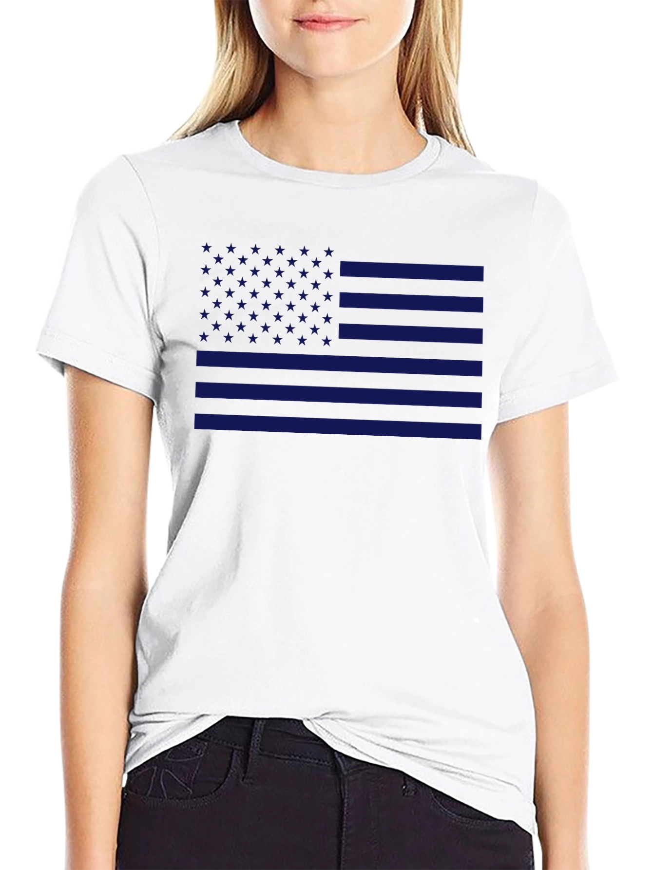 American Flag T-Shirt Patriotic Blue