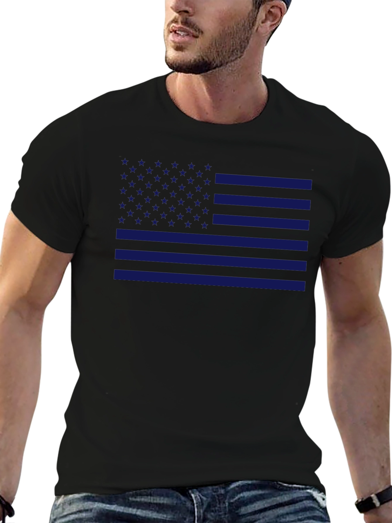American Flag T-Shirt Patriotic Blue