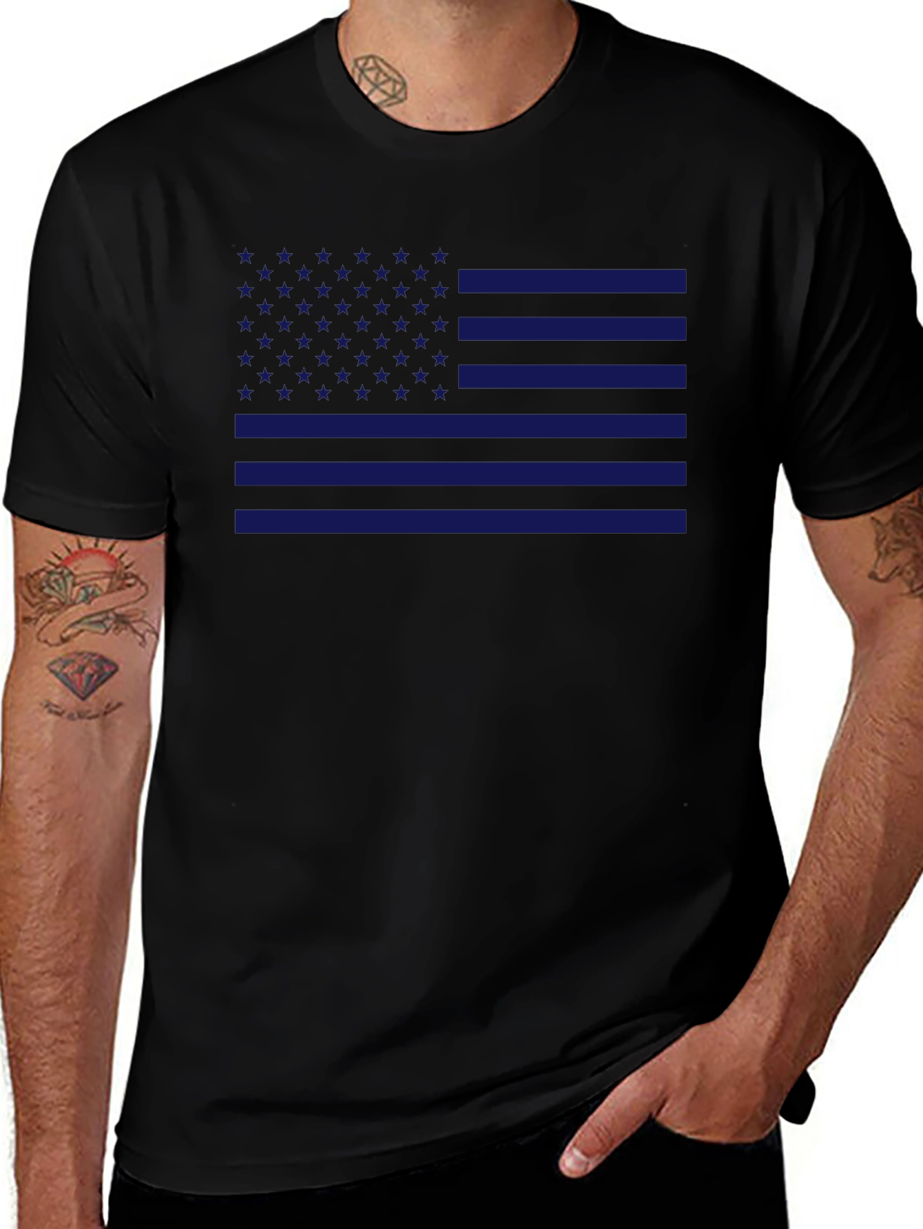 American Flag T-Shirt Patriotic Blue
