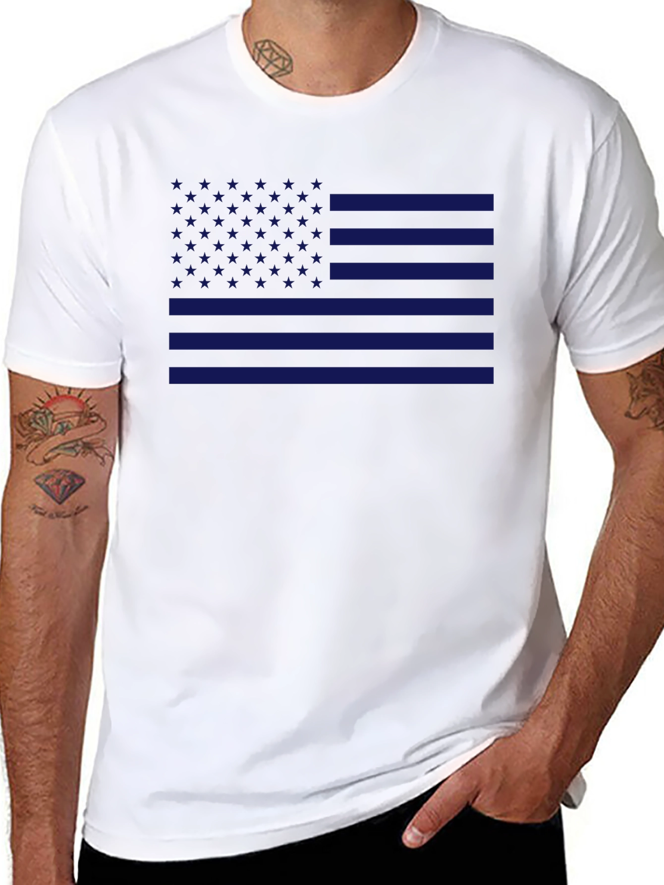 American Flag T-Shirt Patriotic Blue