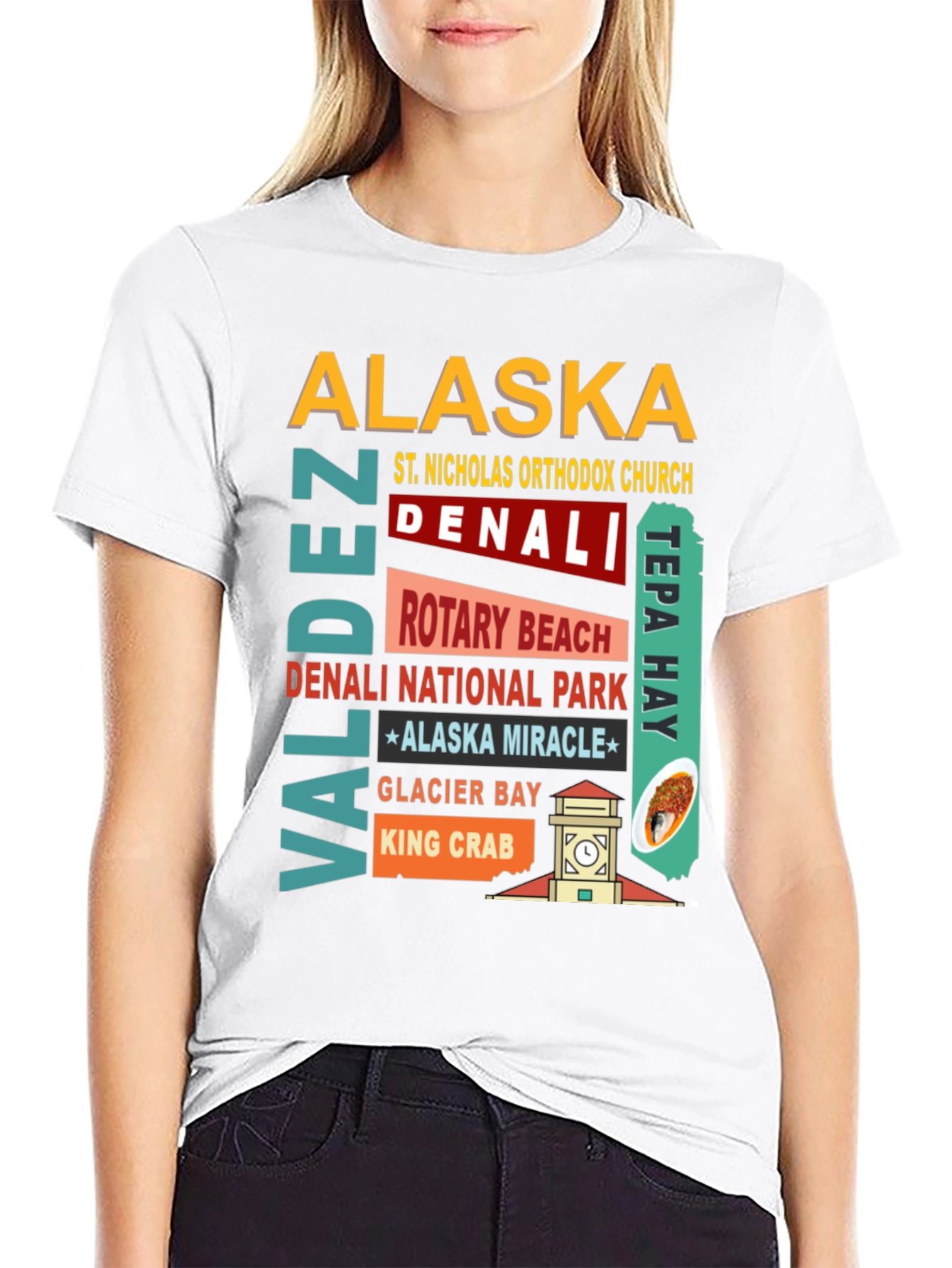 Alaska Landmarks Black T-Shirt