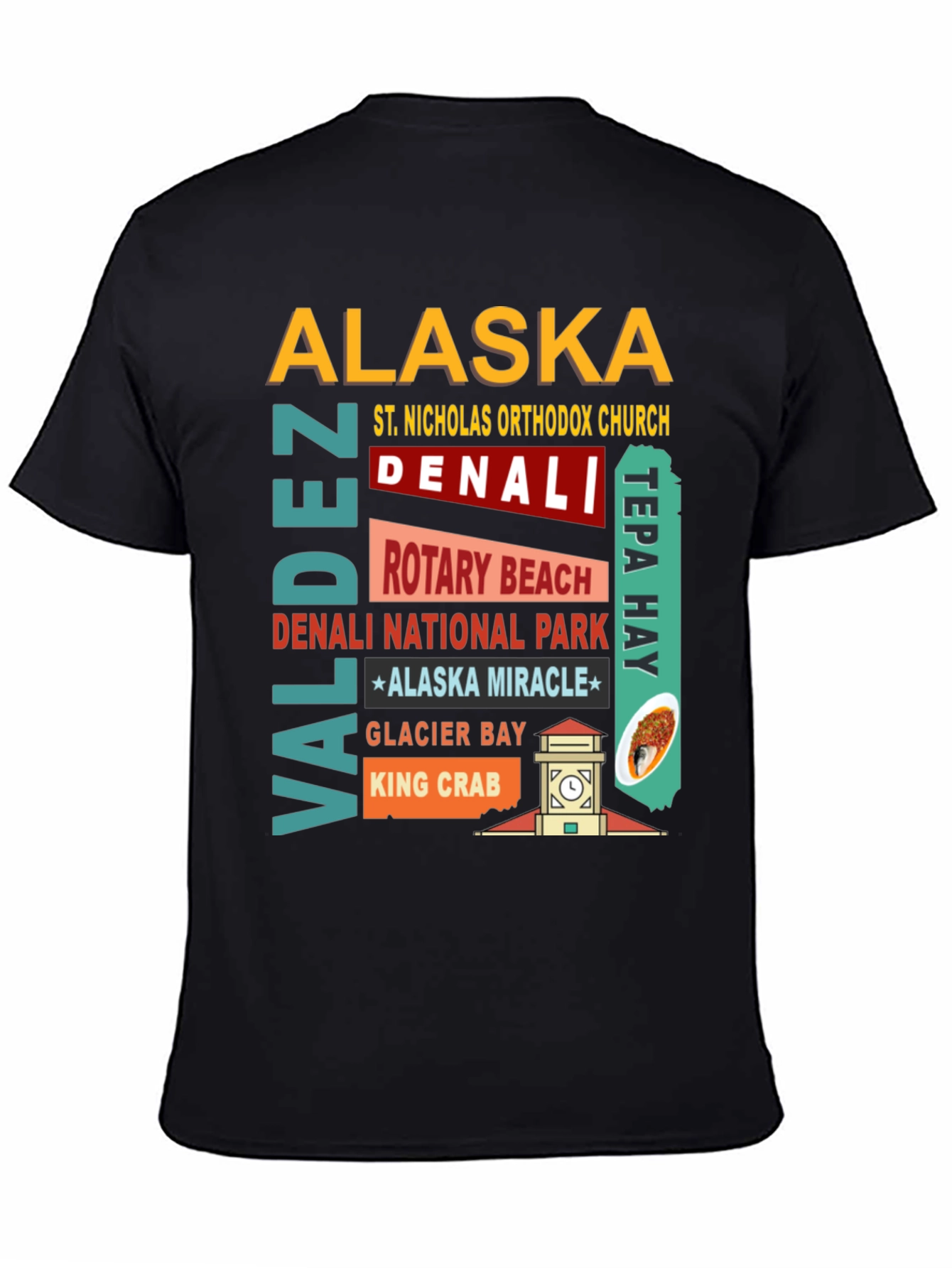 Alaska Landmarks Black T-Shirt