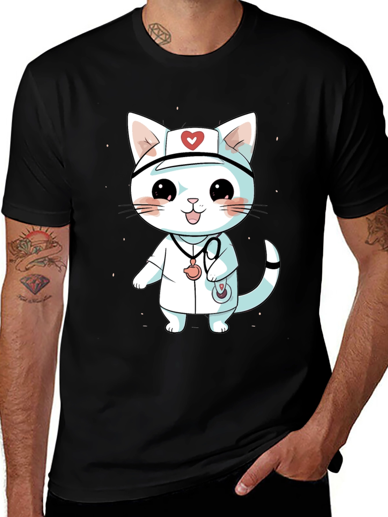 Cute Cartoon Cat Nurse T-Shirt
