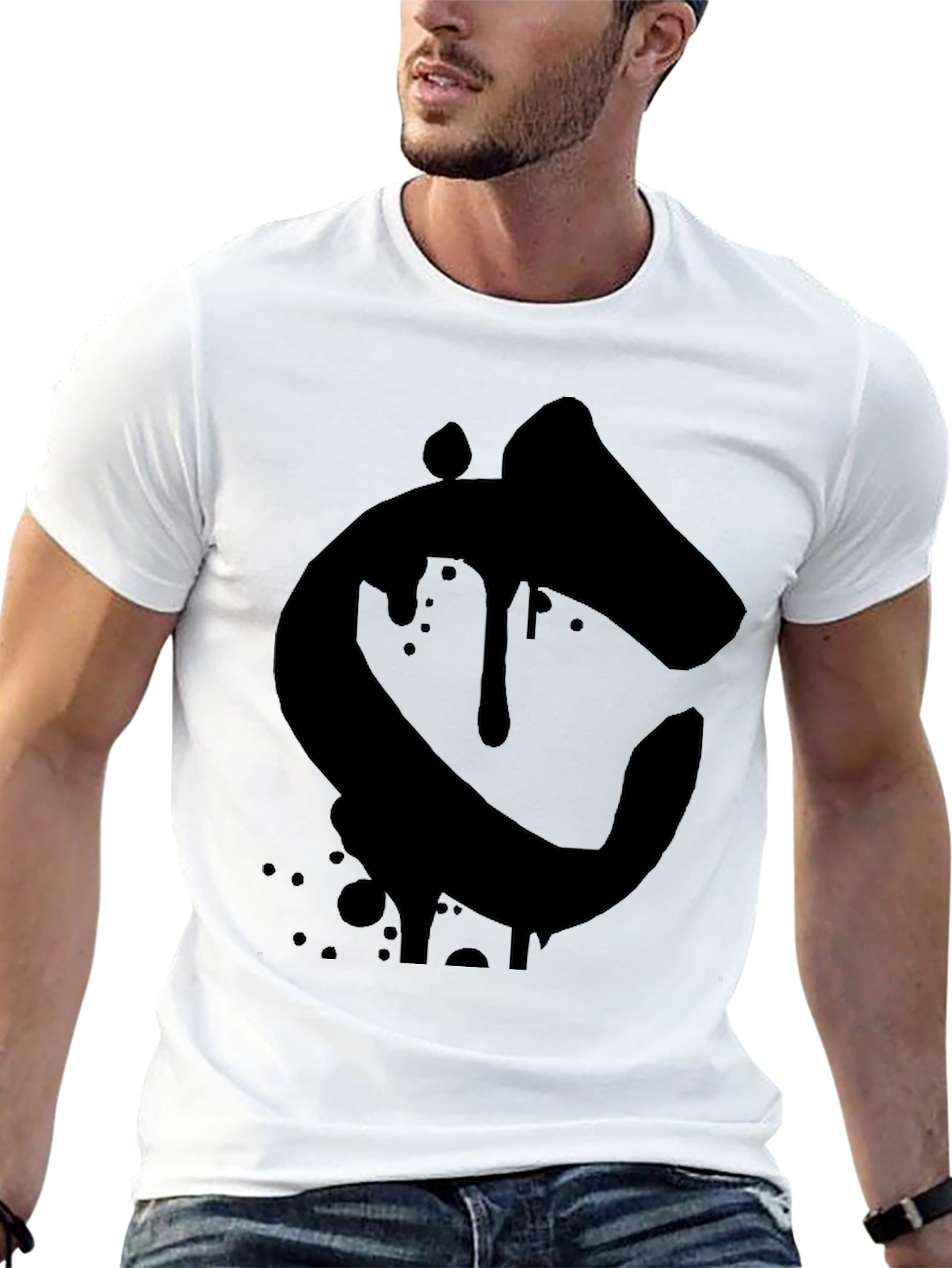 Mens Black Graphic Tee - Abstract Letter C