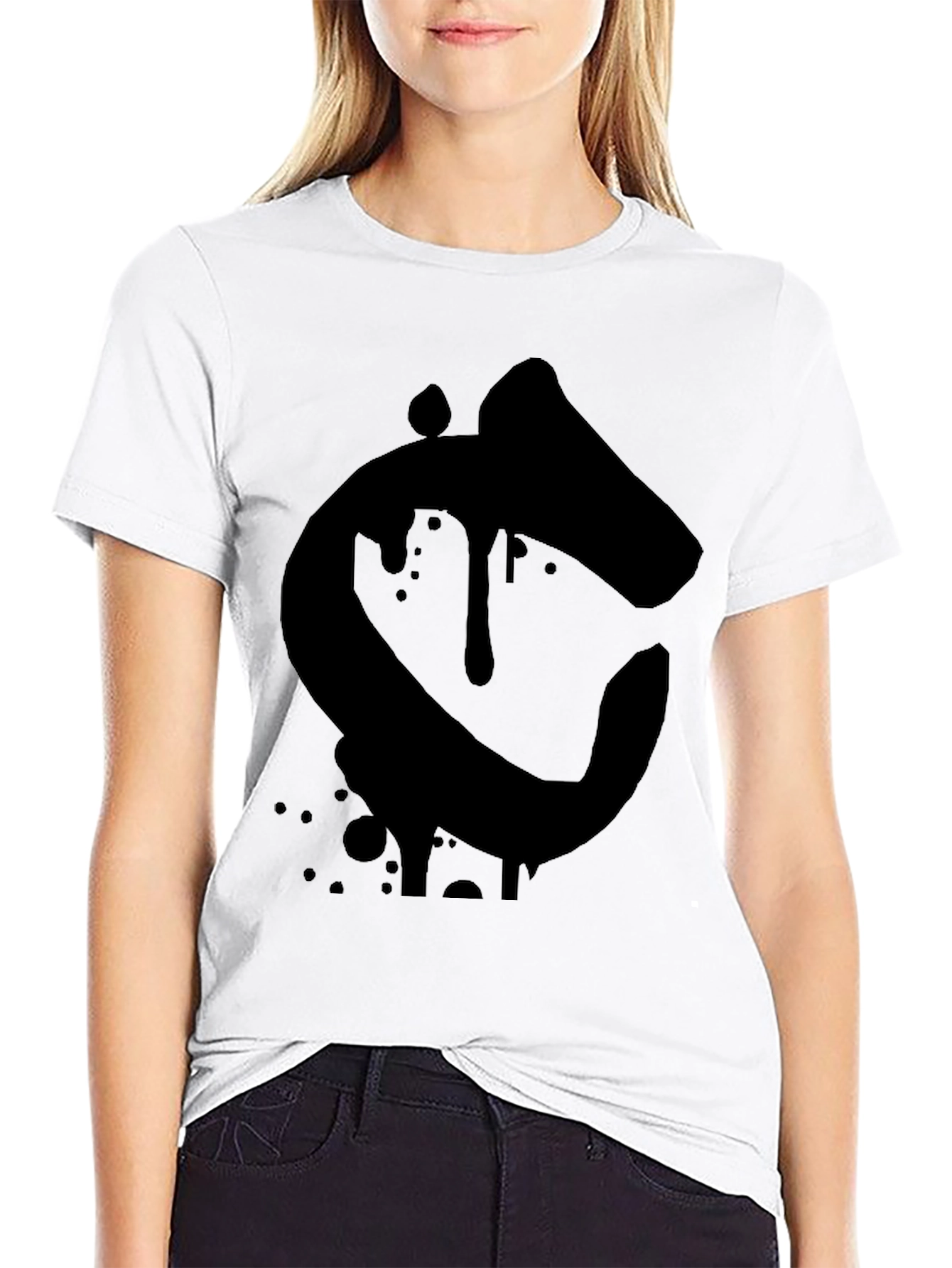 Mens Black Graphic Tee - Abstract Letter C