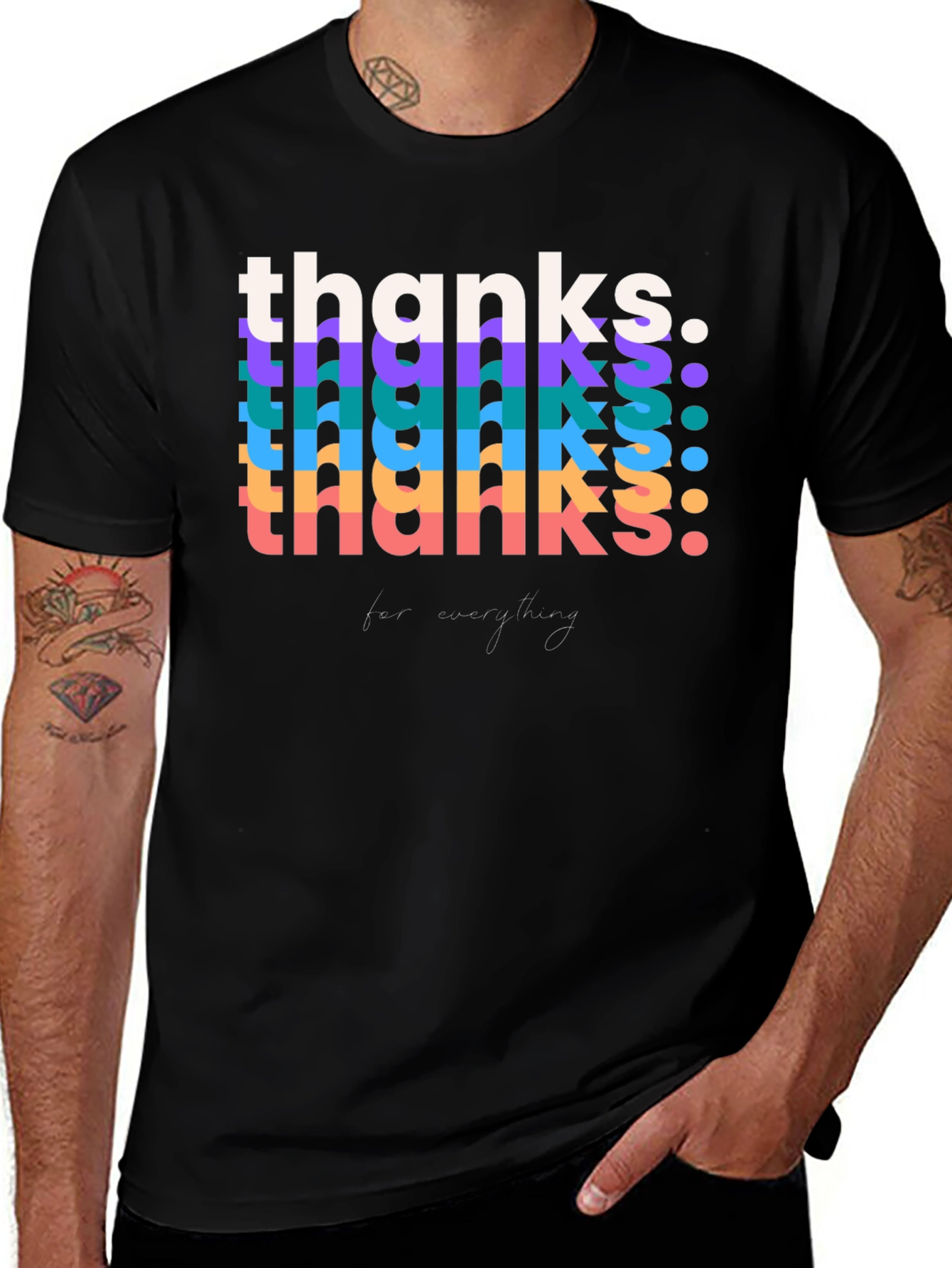 Retro Thanks Graphic Tee - Black