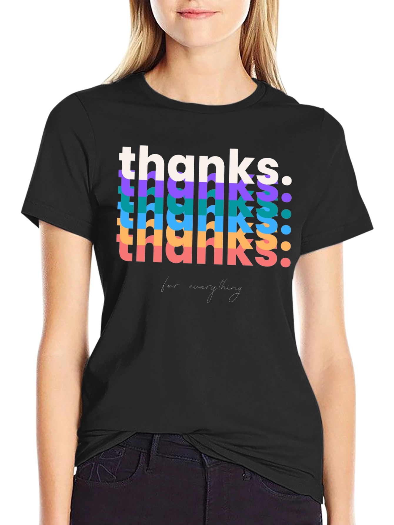 Retro Thanks Graphic Tee - Black