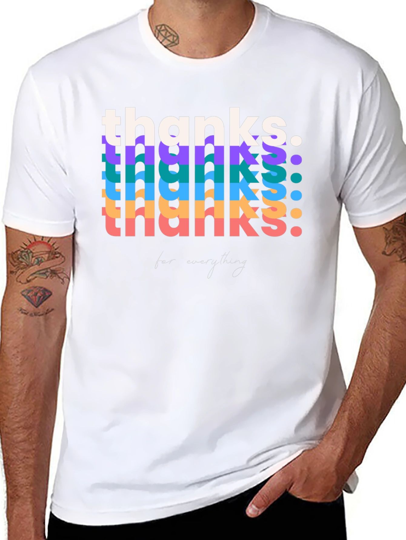 Retro Thanks Graphic Tee - Black