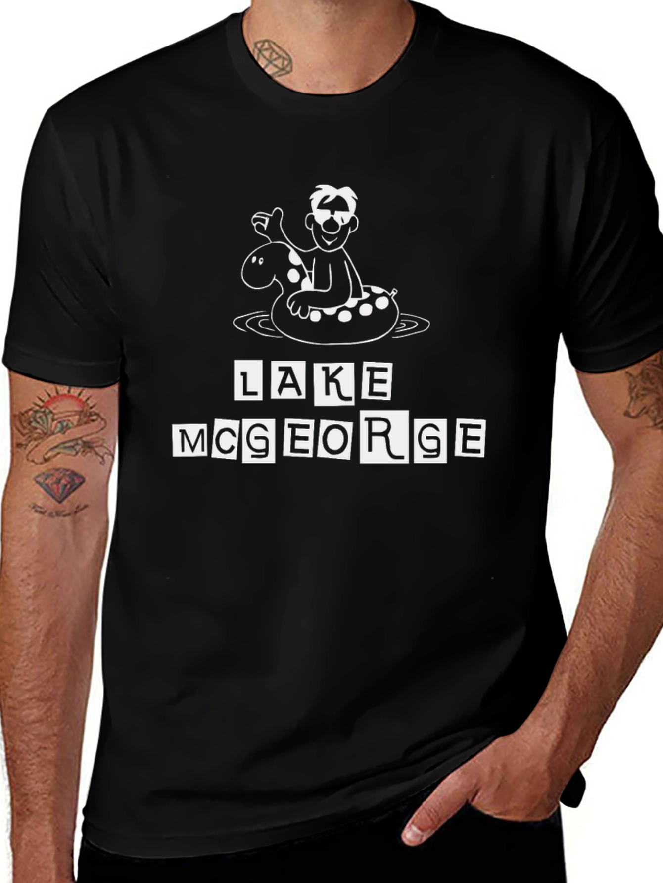 Lake McGeorge Cartoon Black T-Shirt