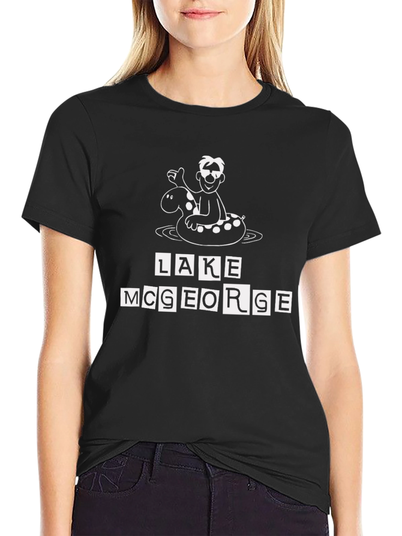 Lake McGeorge Cartoon Black T-Shirt