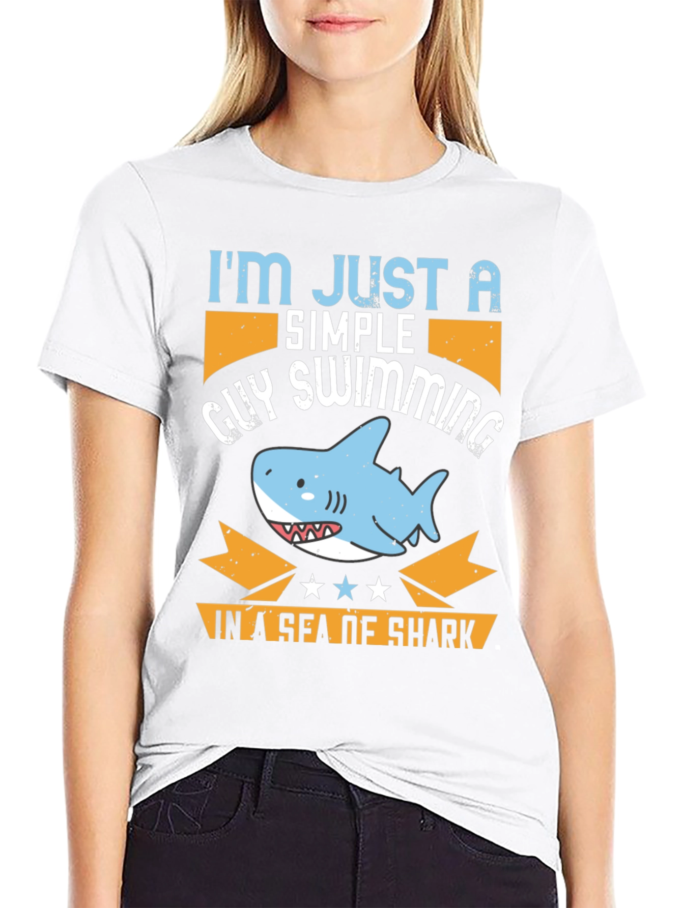 Simple Guy Swimming Shark T-Shirt