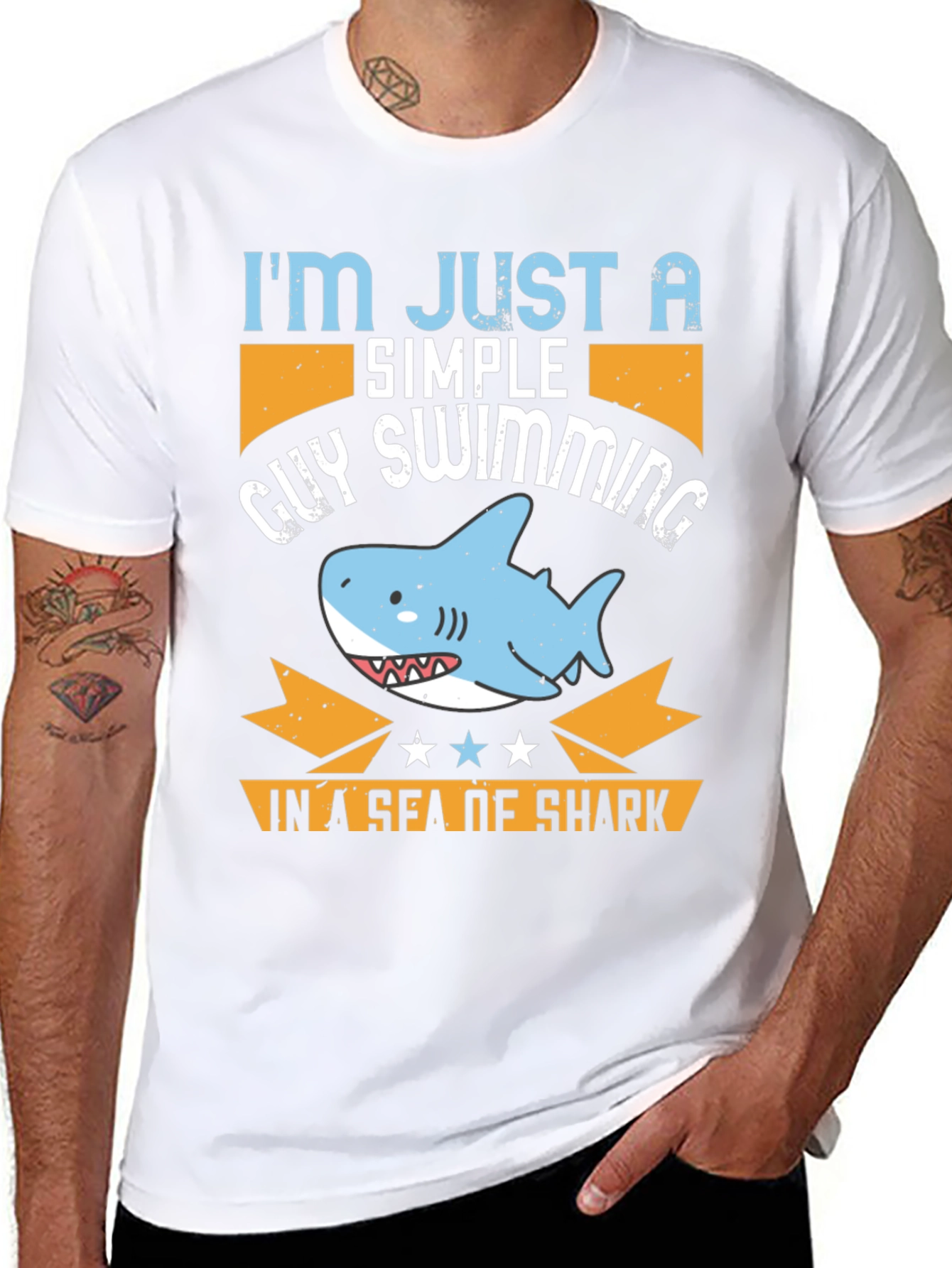 Simple Guy Swimming Shark T-Shirt
